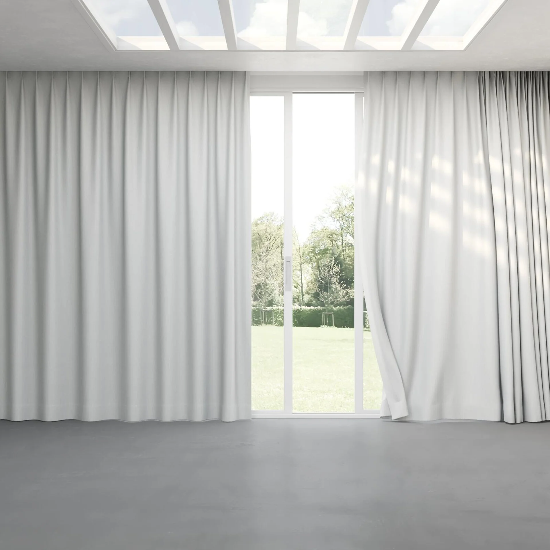 Full view of Cordoba Sky, pinch pleat