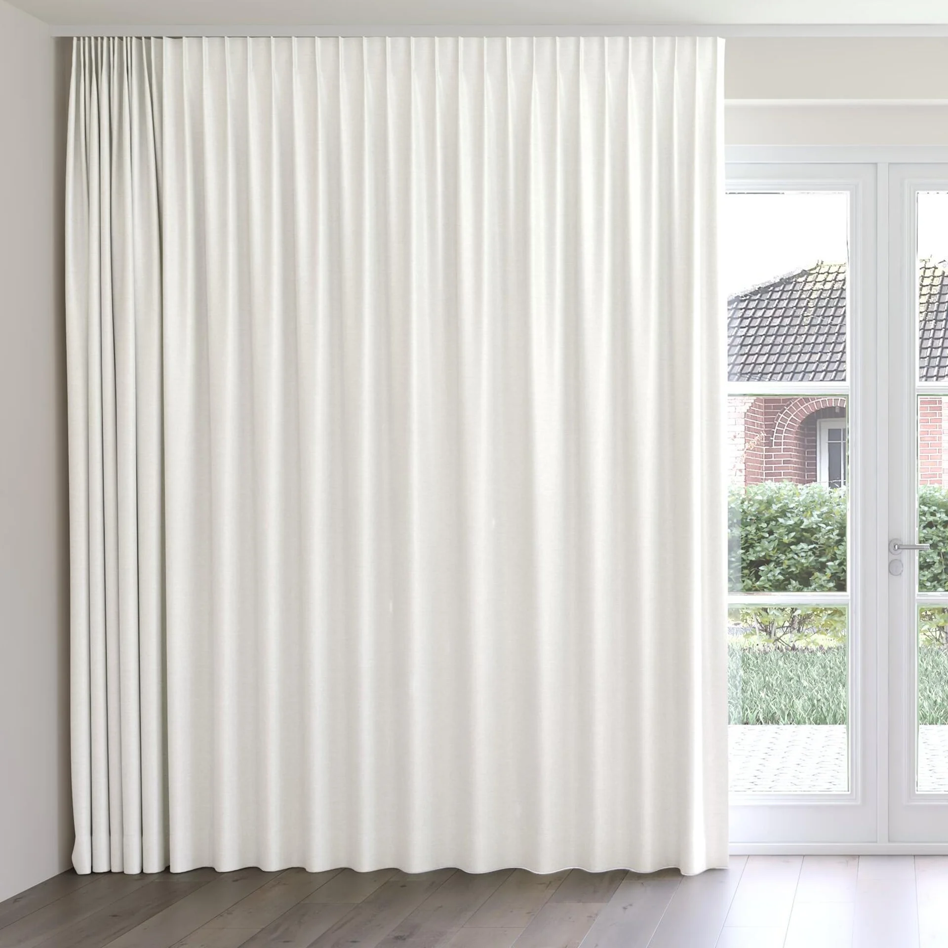 Front view of Provence Pearl, on curtain rail