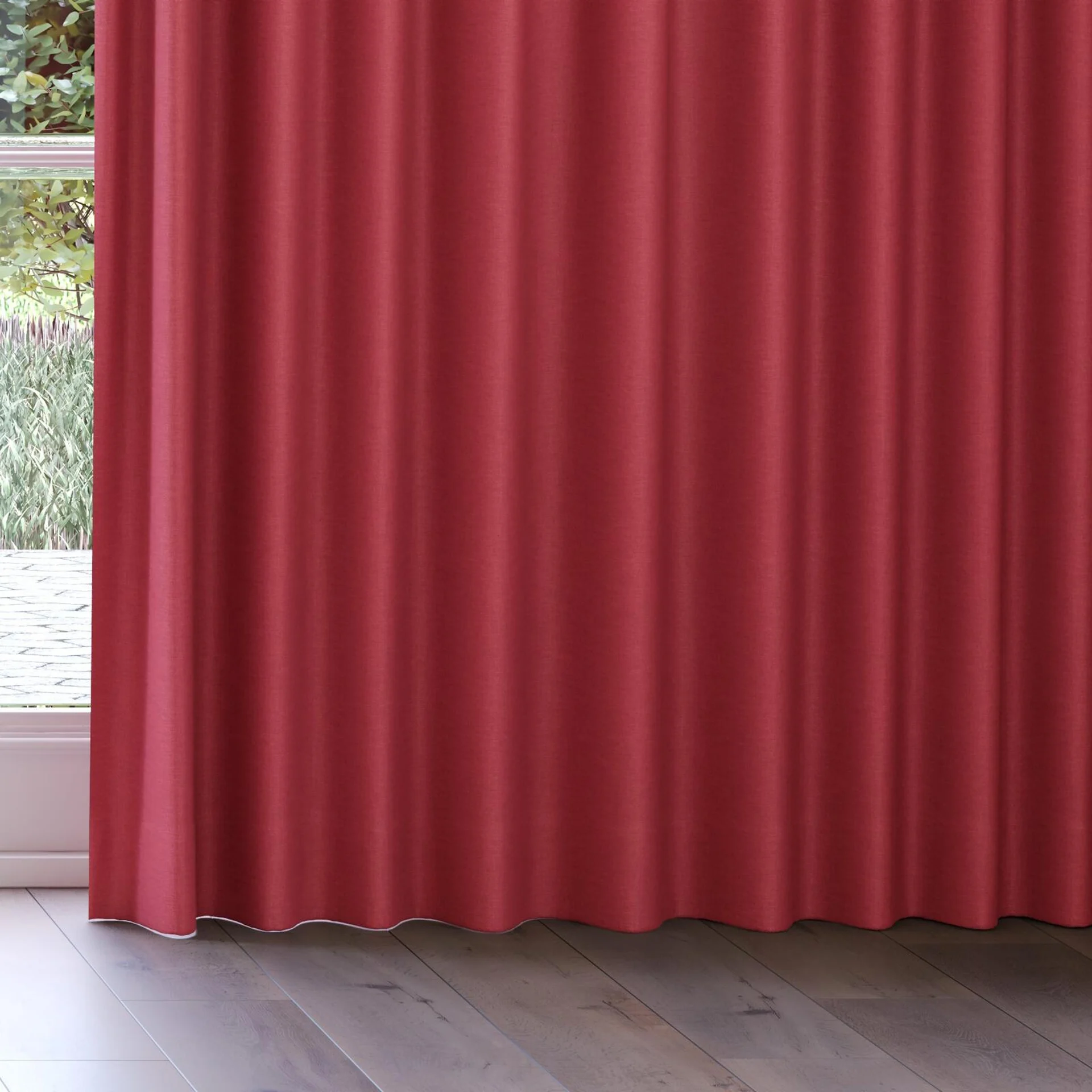 Bottom view of Casual Passion, on curtain rail