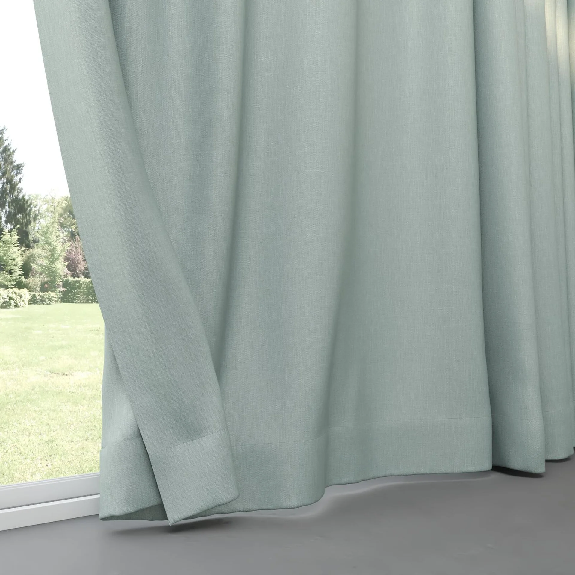 Bottom view of Cordoba Celadon, pinch pleat