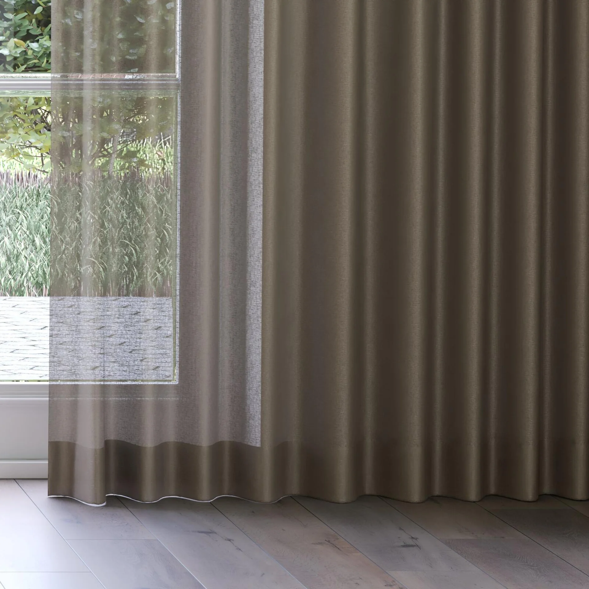 Bottom view of Kanji Basalt, on curtain rail