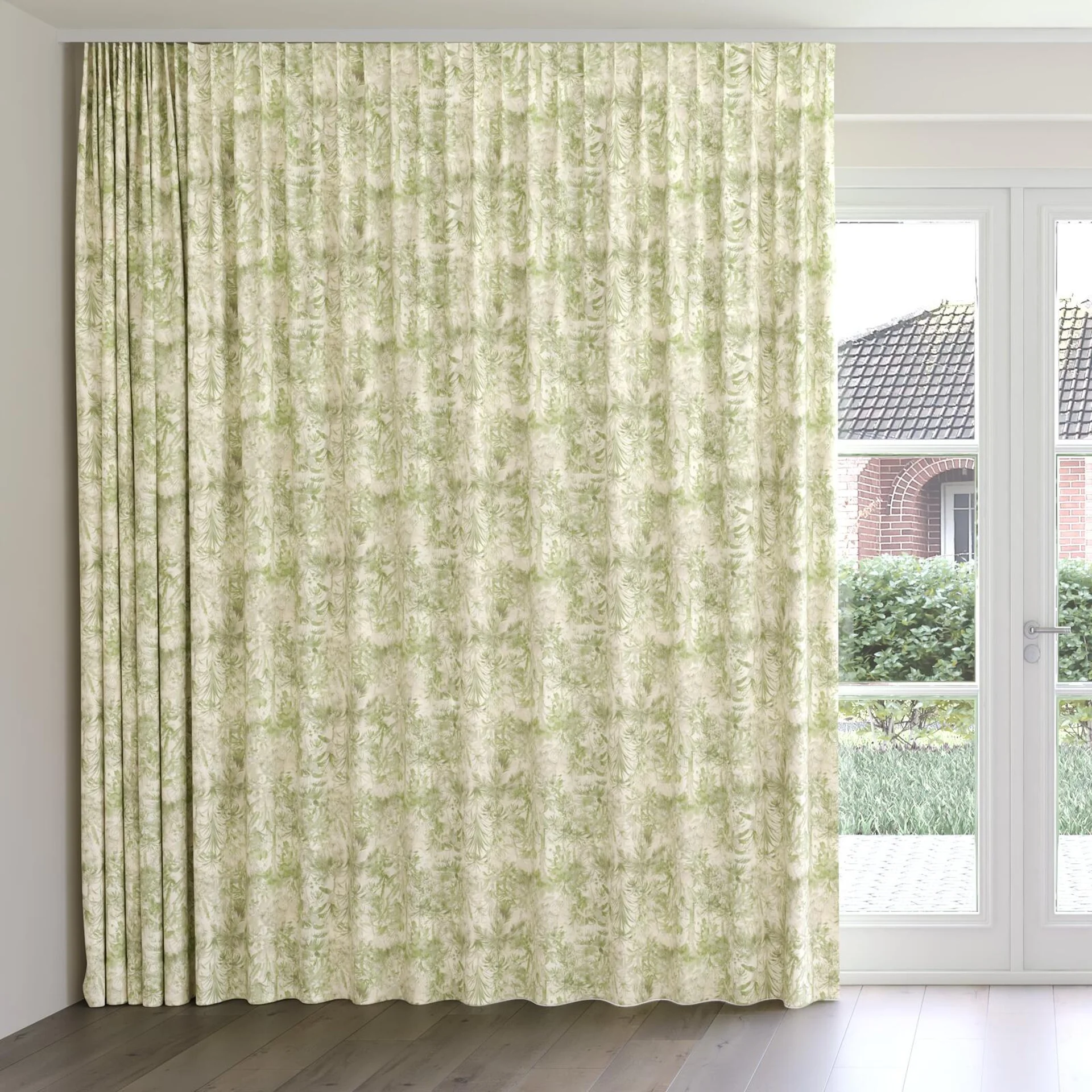 Front view of Arum Lime, on curtain rail
