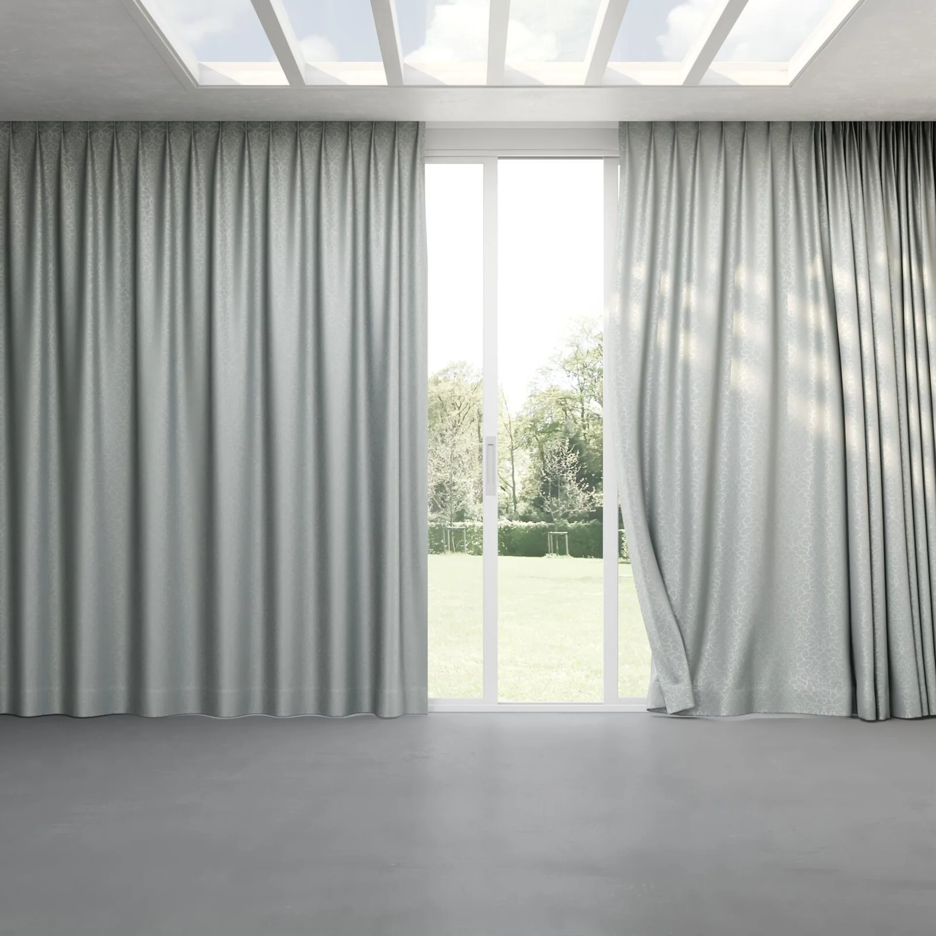 Full view of Opal Dove, pinch pleat
