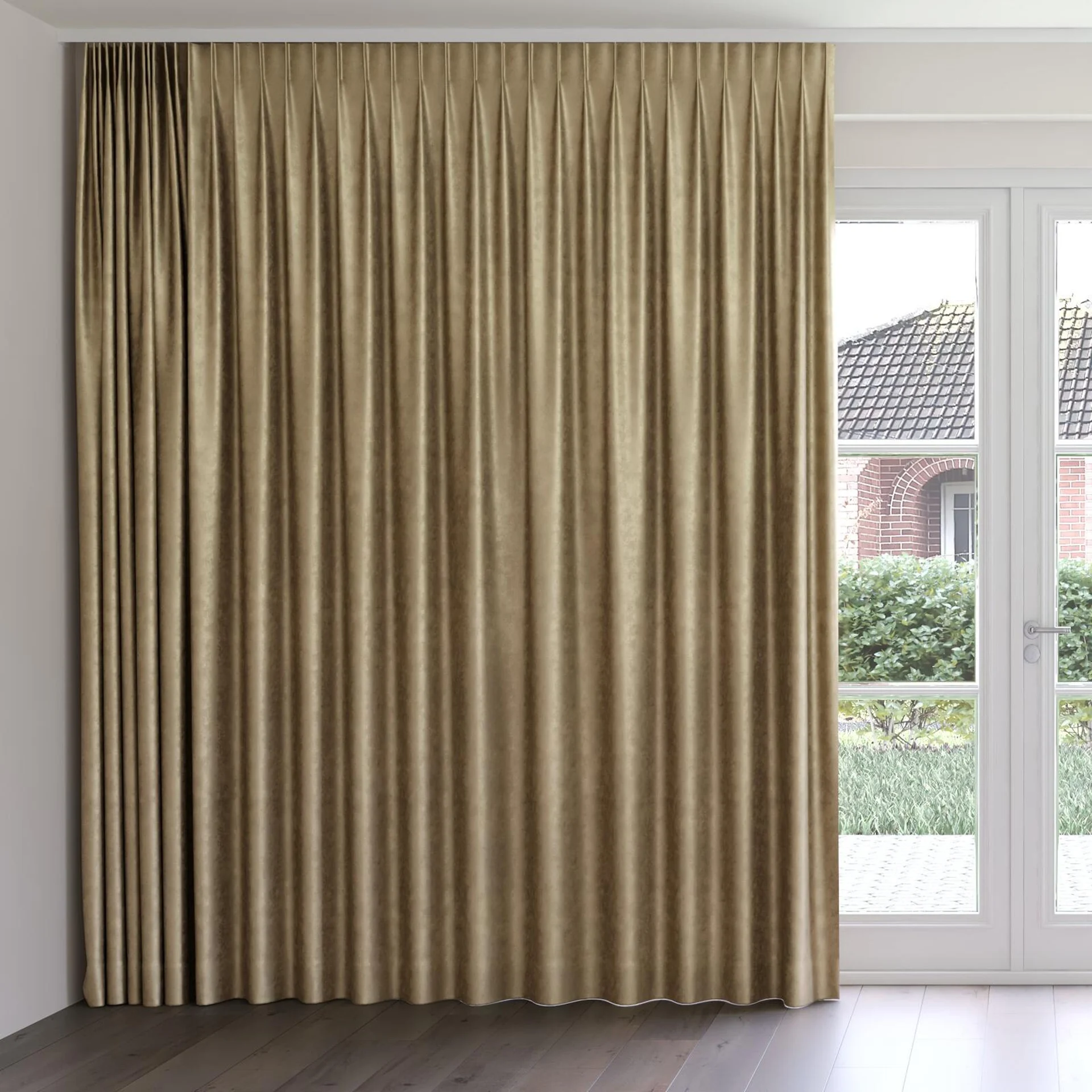 Front view of Fizz Earth, on curtain rail