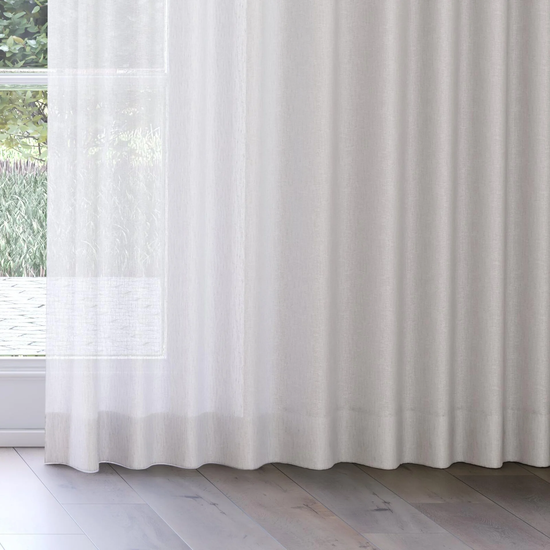 Bottom view of Shoji Pebble, on curtain rail