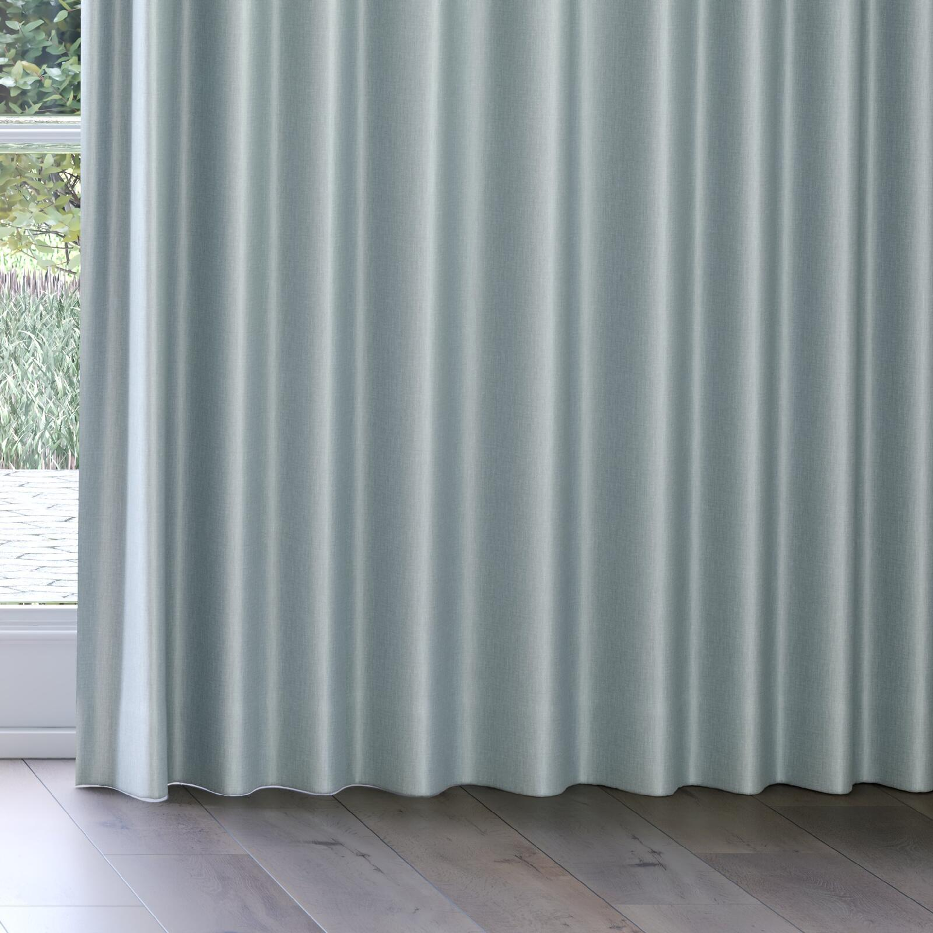 Bottom view of Matrix Aqua, on curtain rail