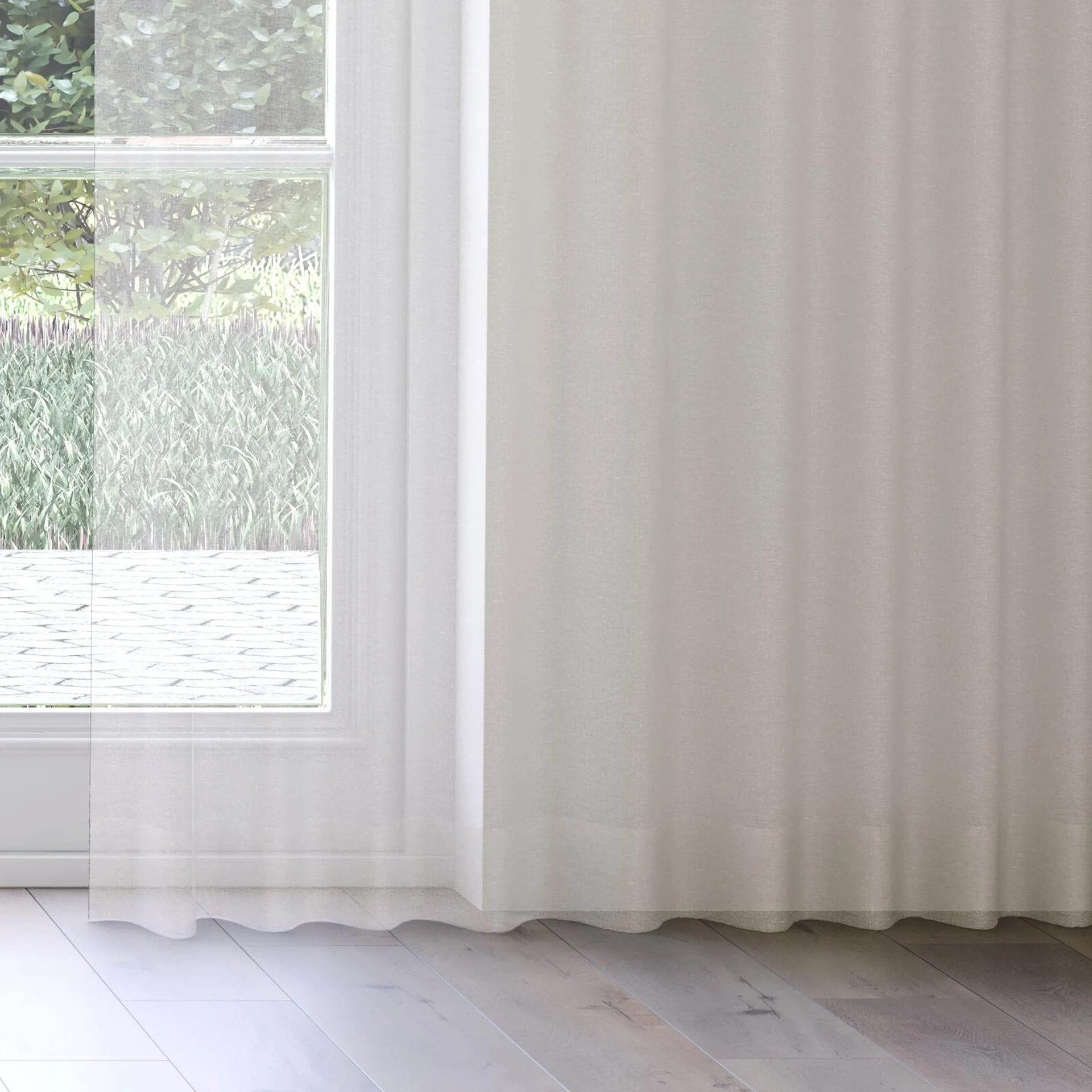 Bottom view of Rhyme Fog, on curtain rail
