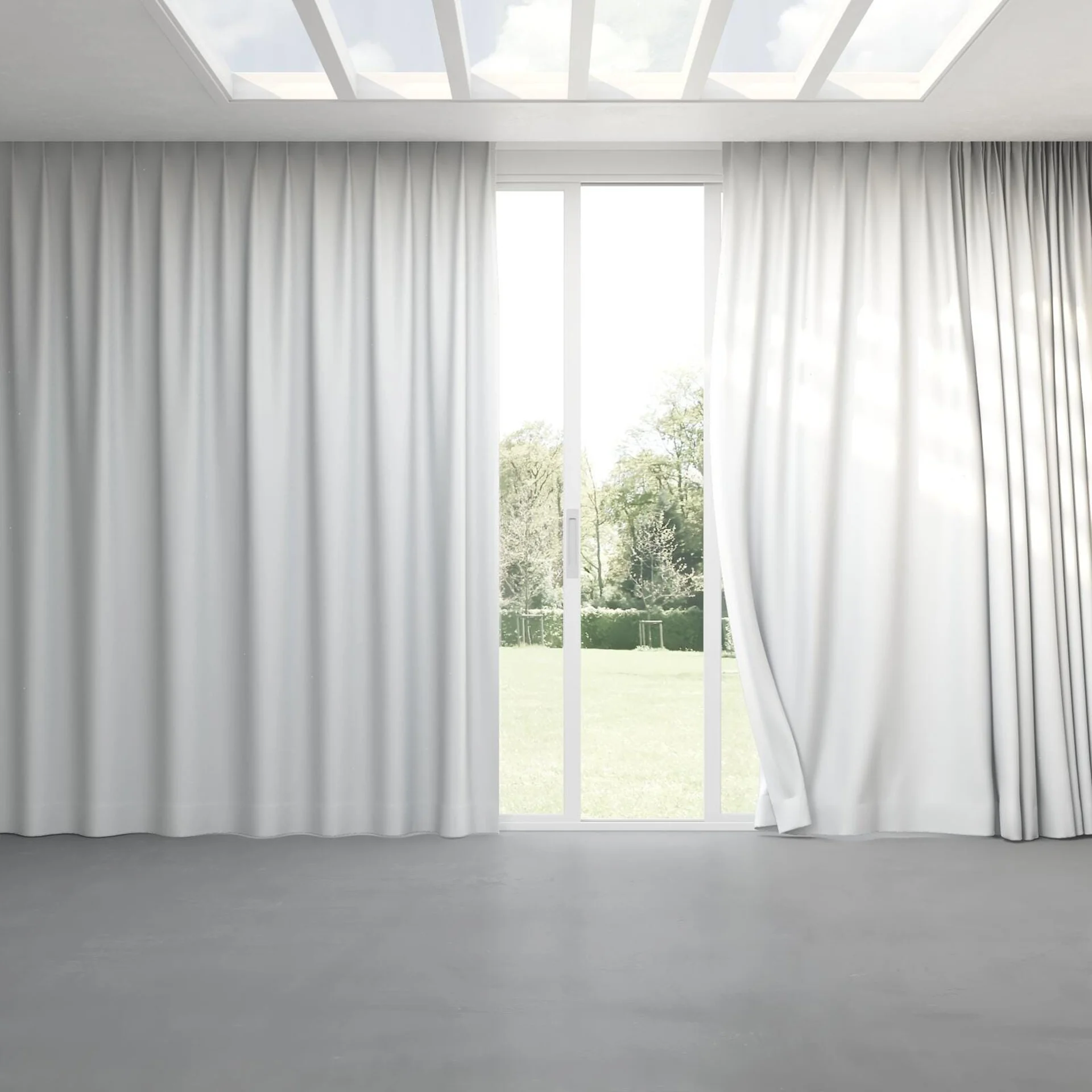 Full view of Duede Snow, pinch pleat