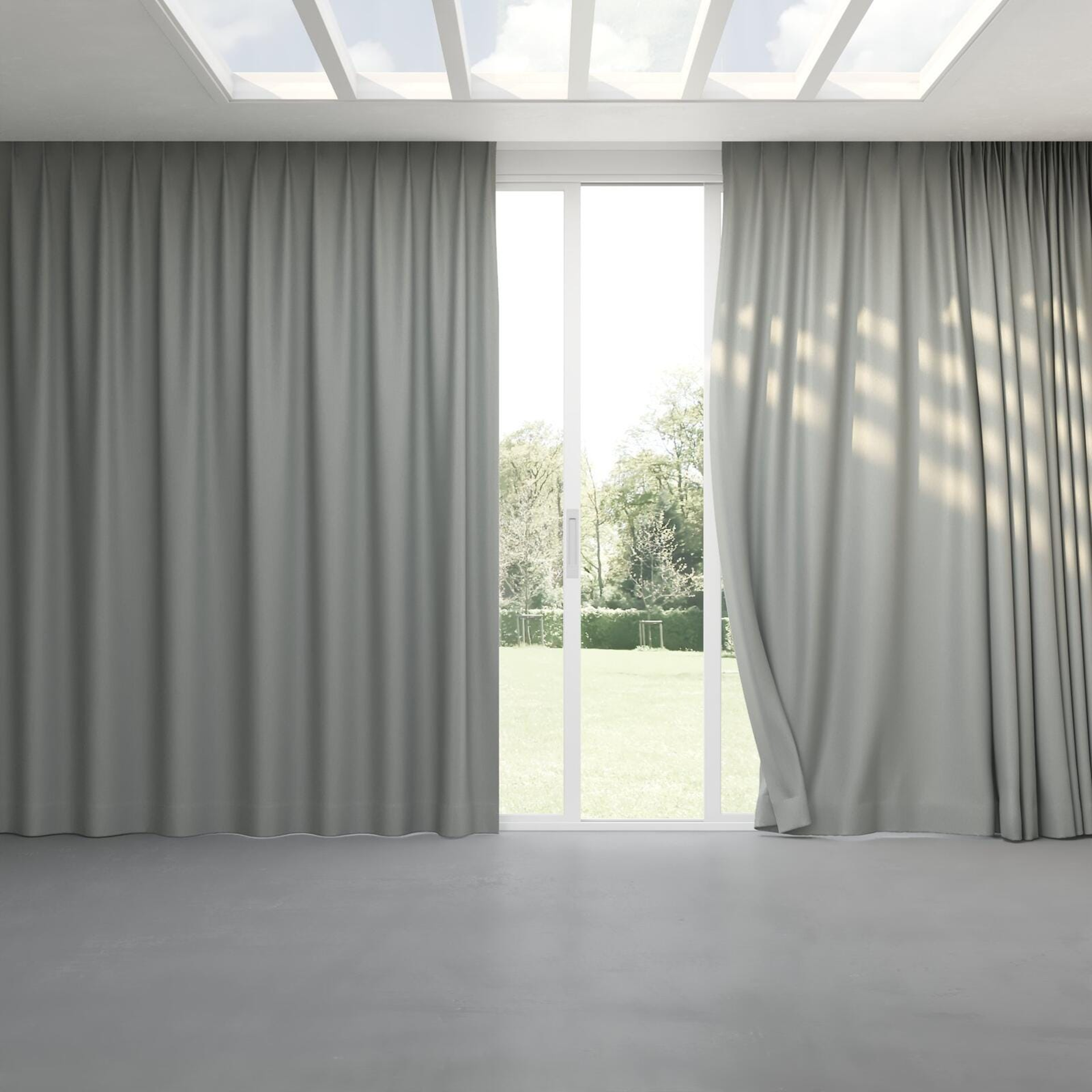Full view of Infinite Seafoam, pinch pleat