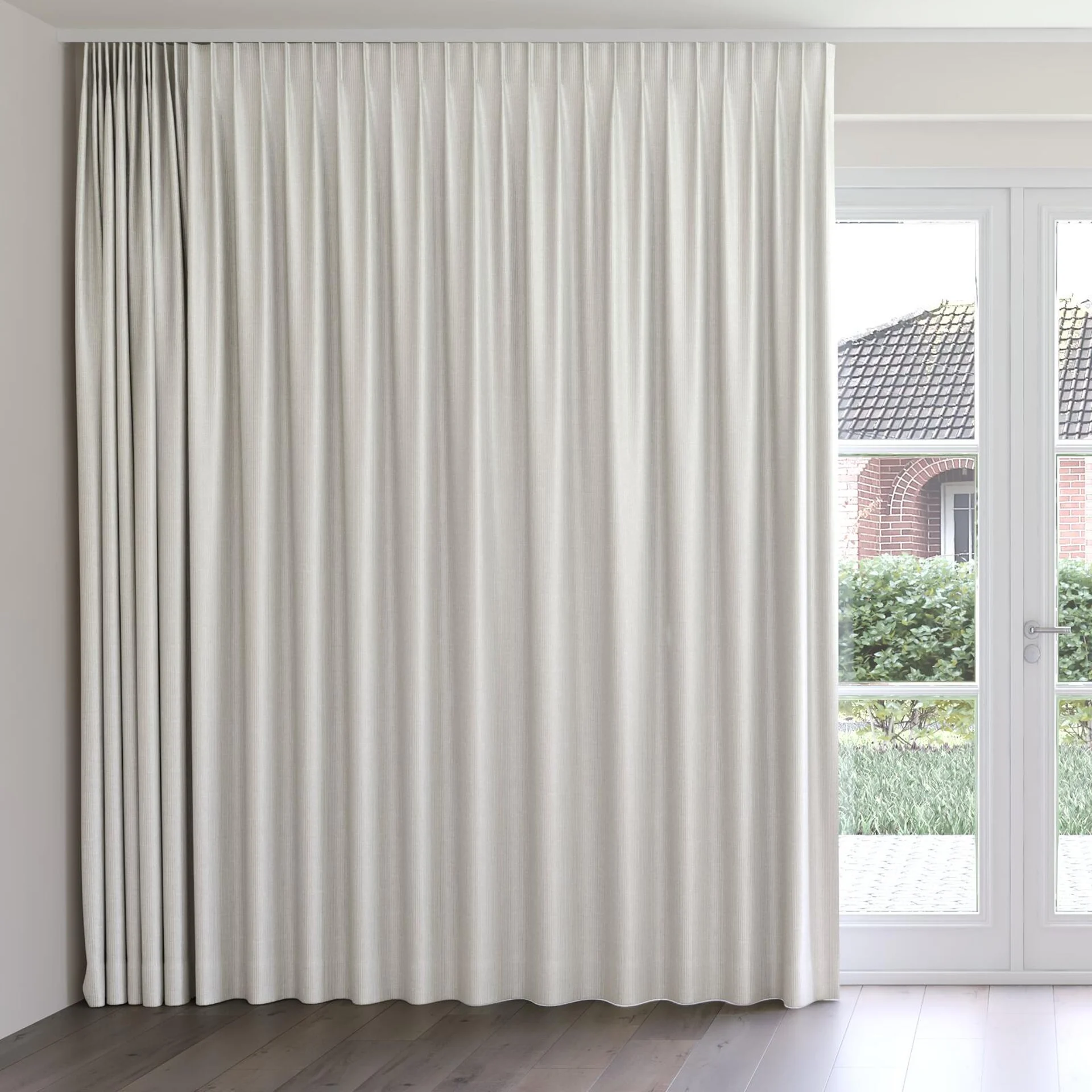 Front view of Leonardo Cream, on curtain rail