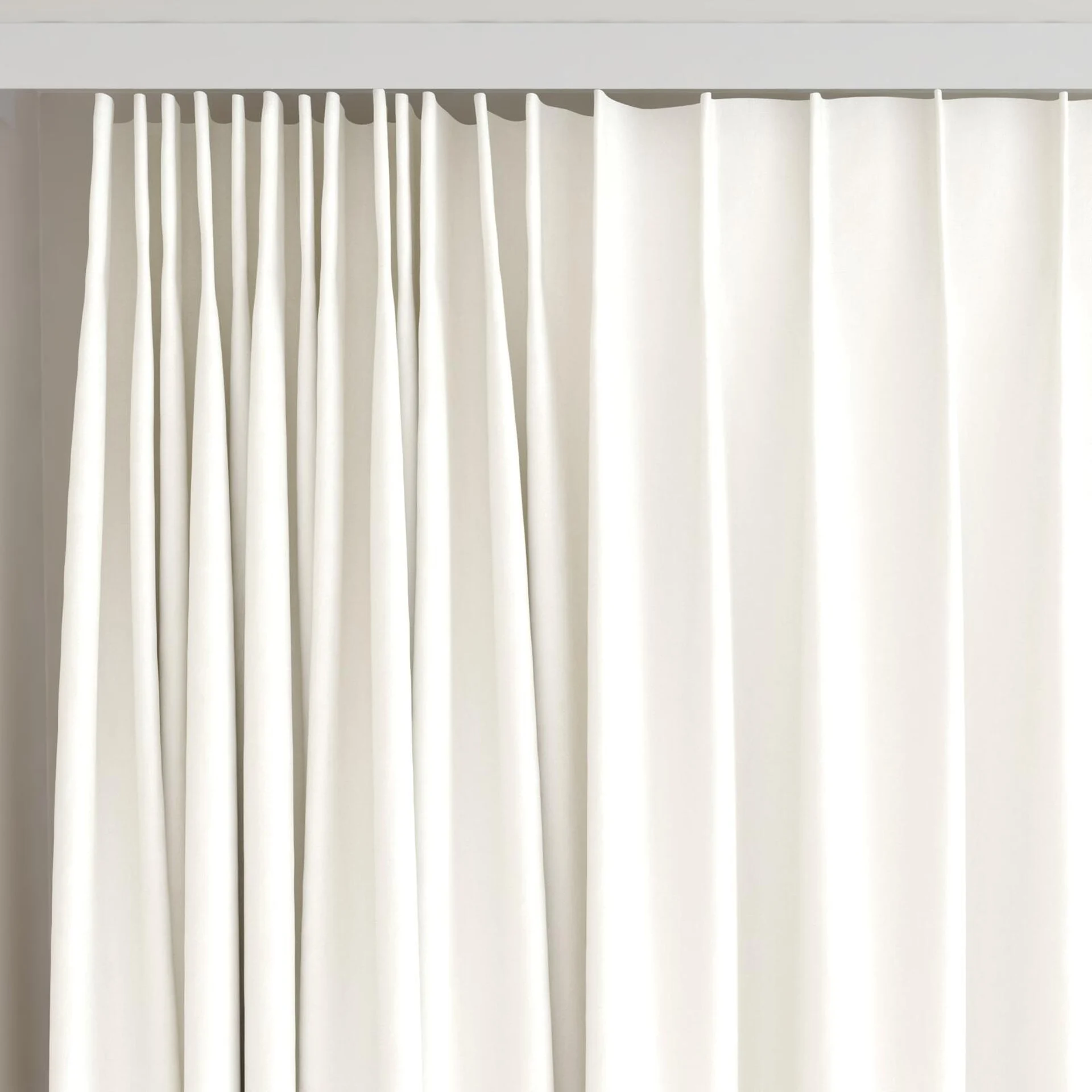 Top view of Eternal Ivory, on curtain rail
