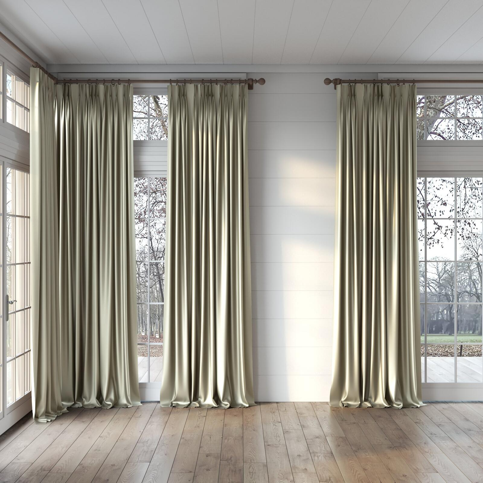 Full view of North Face Dune, puddled, on curtain rod