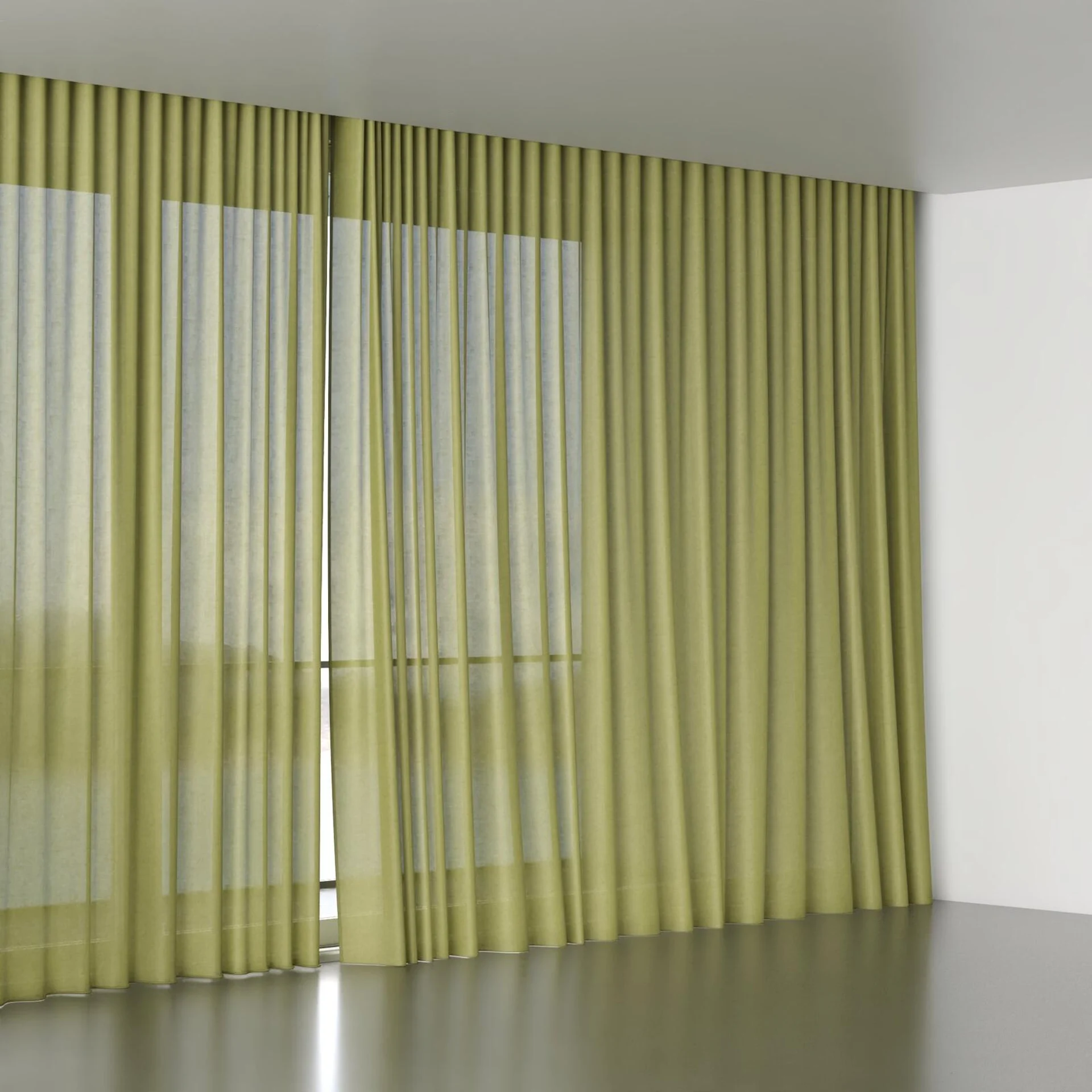 Full view of Flo II Pesto, wave pleat