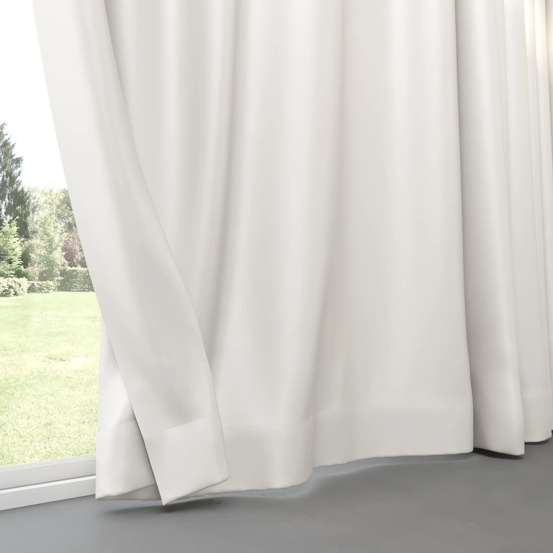 Bottom view of Sleek Parchment, pinch pleat