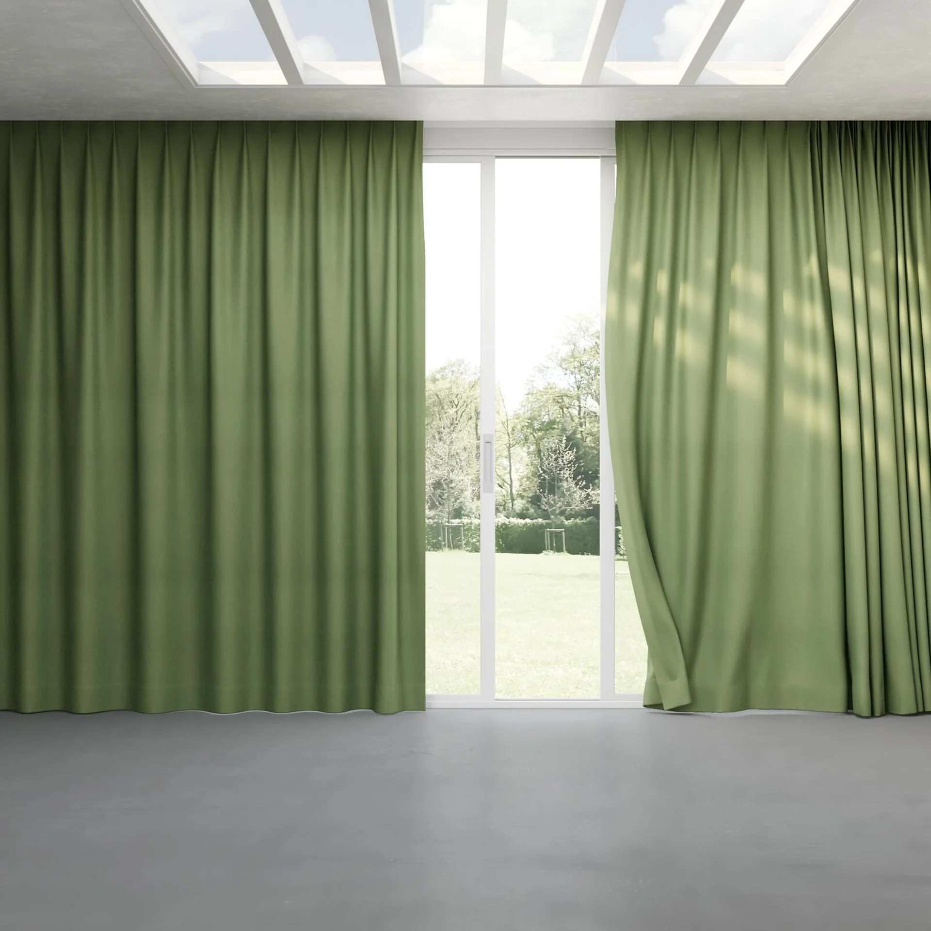 Full view of Loci Dim Out Palm, pinch pleat