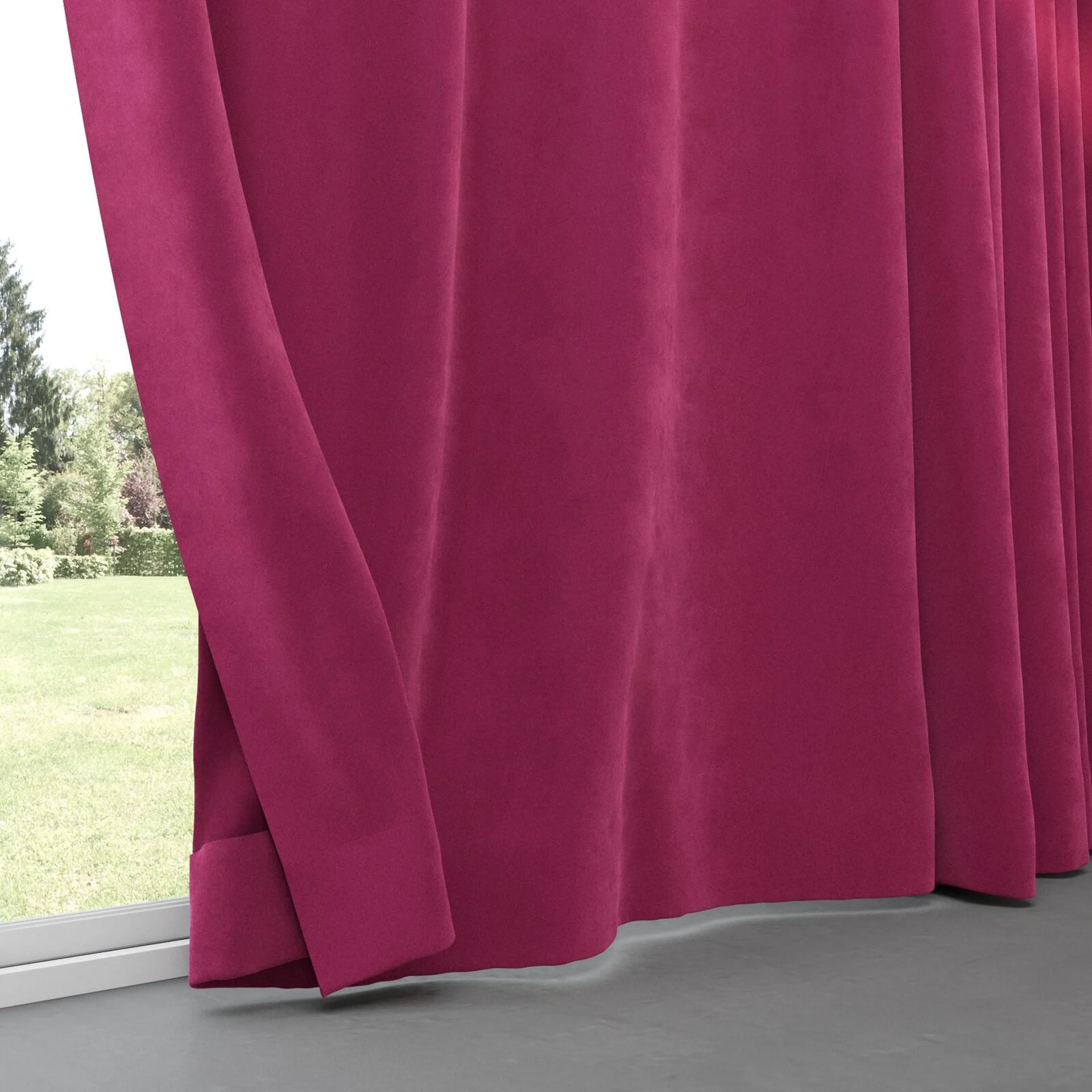 Bottom view of Lux Velvet Bordeaux 8603, pinch pleat