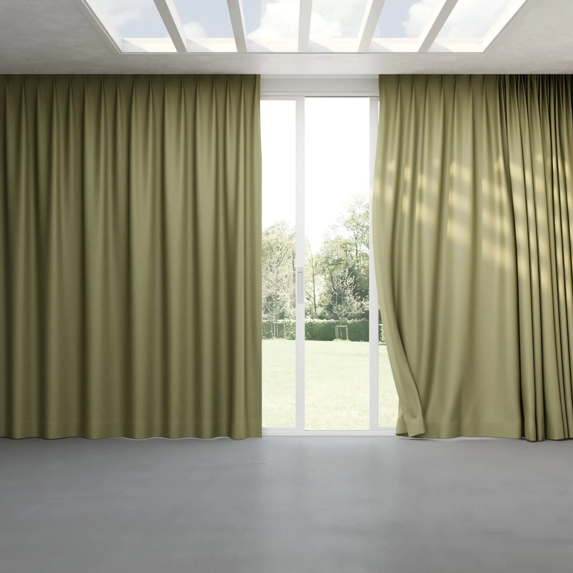 Full view of Eternal Eucalyptus, pinch pleat