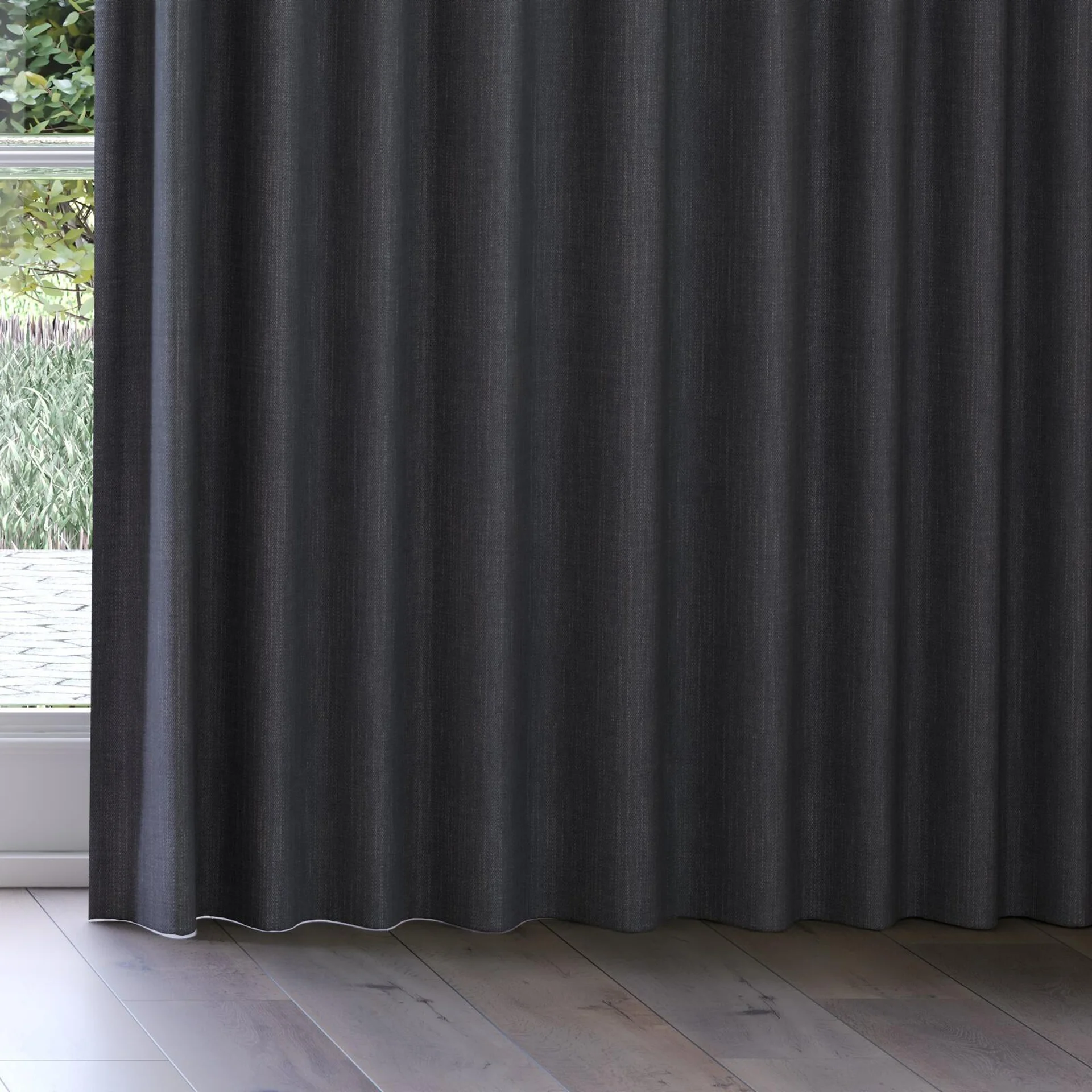 Bottom view of Planet Pewter, on curtain rail
