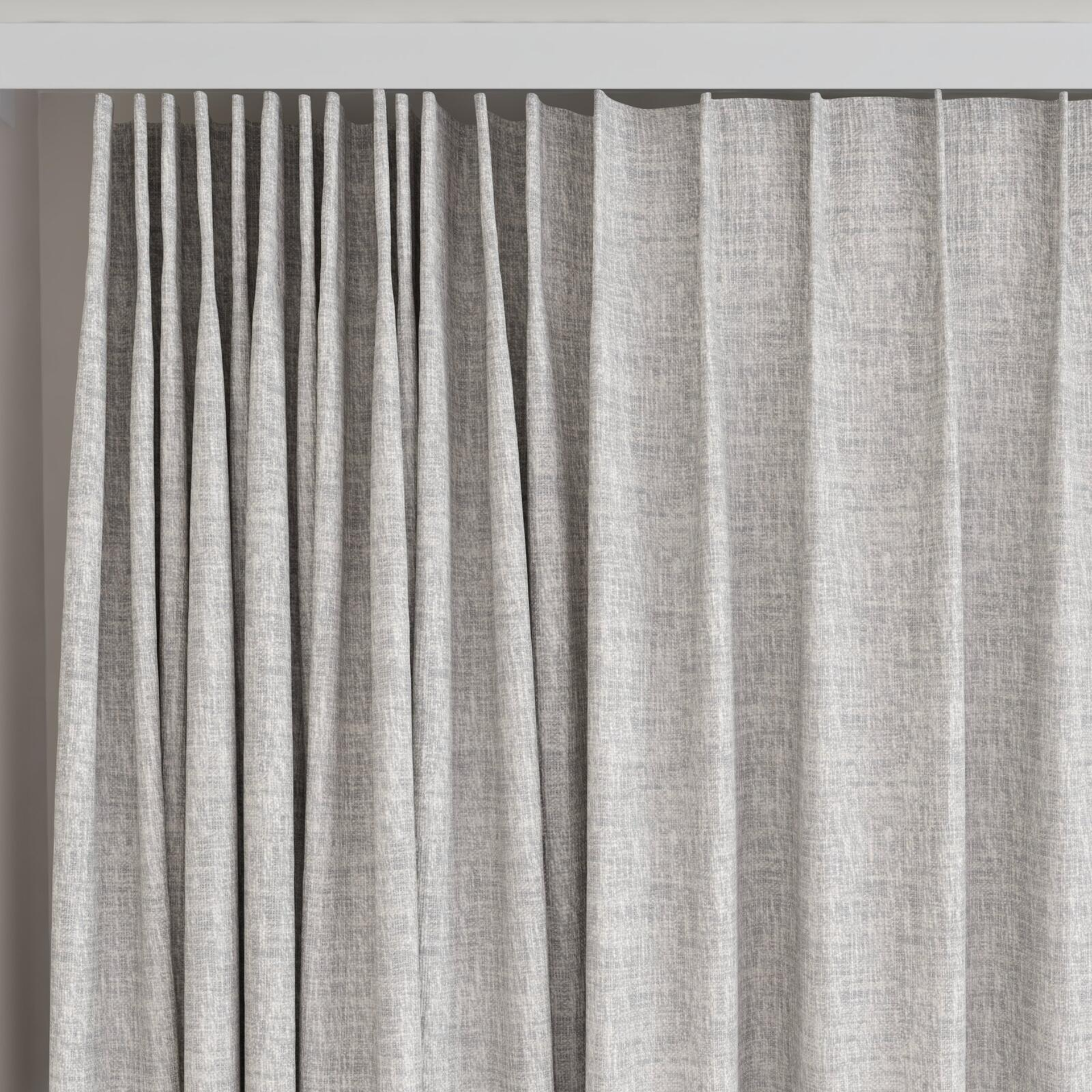 Top view of Earthwild Silver, on curtain rail