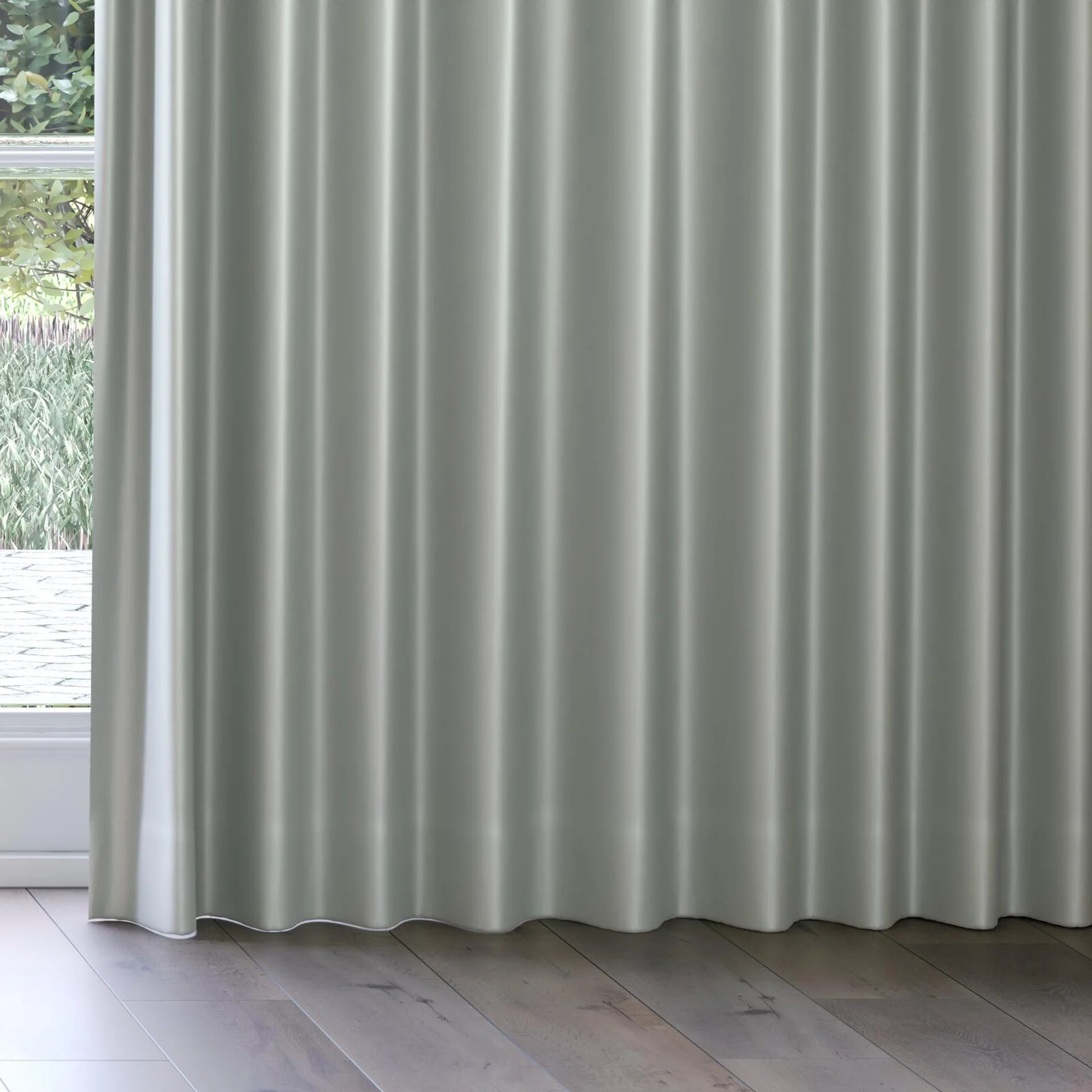 Bottom view of Sleek Frost, on curtain rail