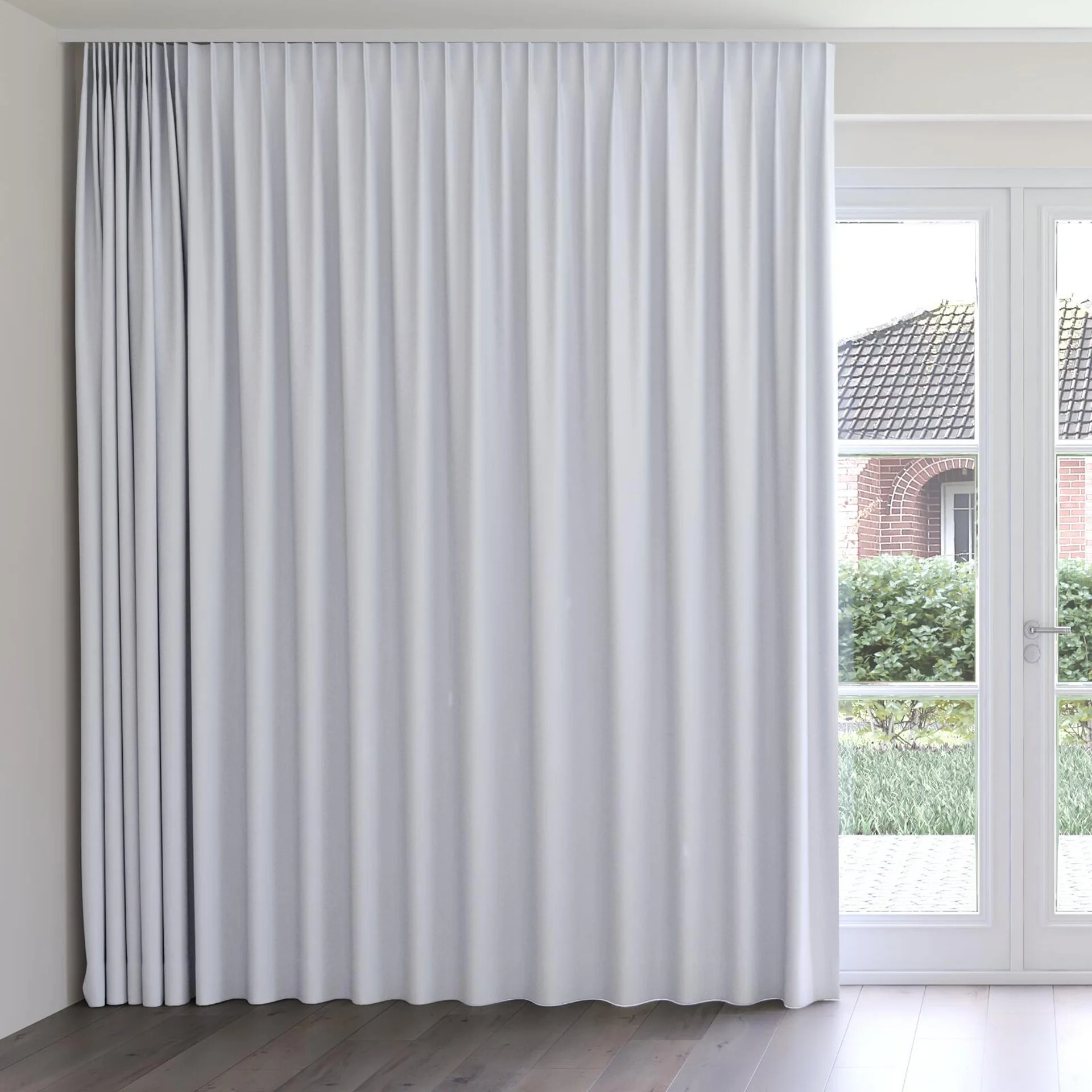Front view of Quantum FR Ice, on curtain rail