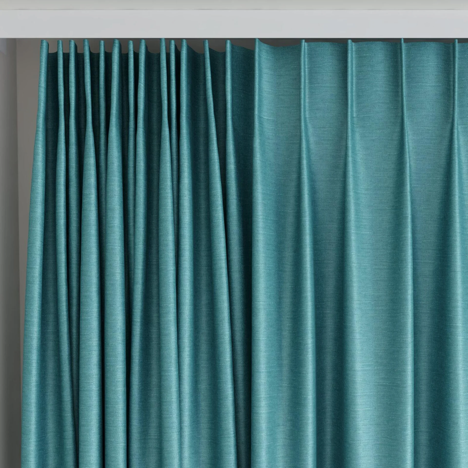 Top view of Provence Peacock, on curtain rail