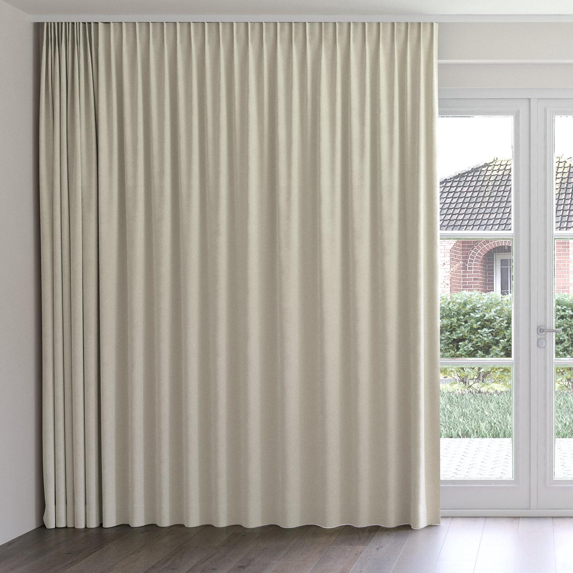Front view of Moon Silver, on curtain rail