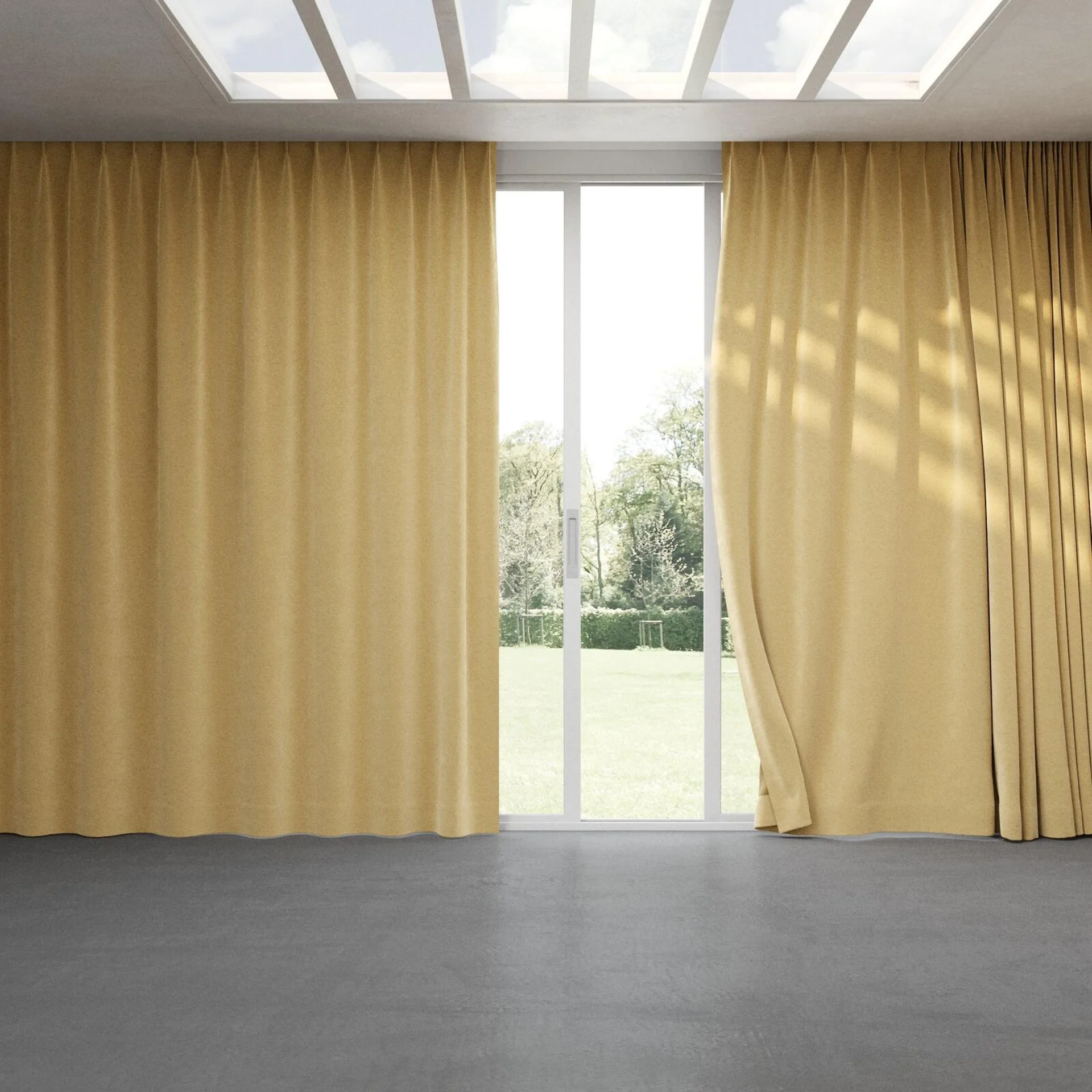 Full view of Geneva Dune, pinch pleat