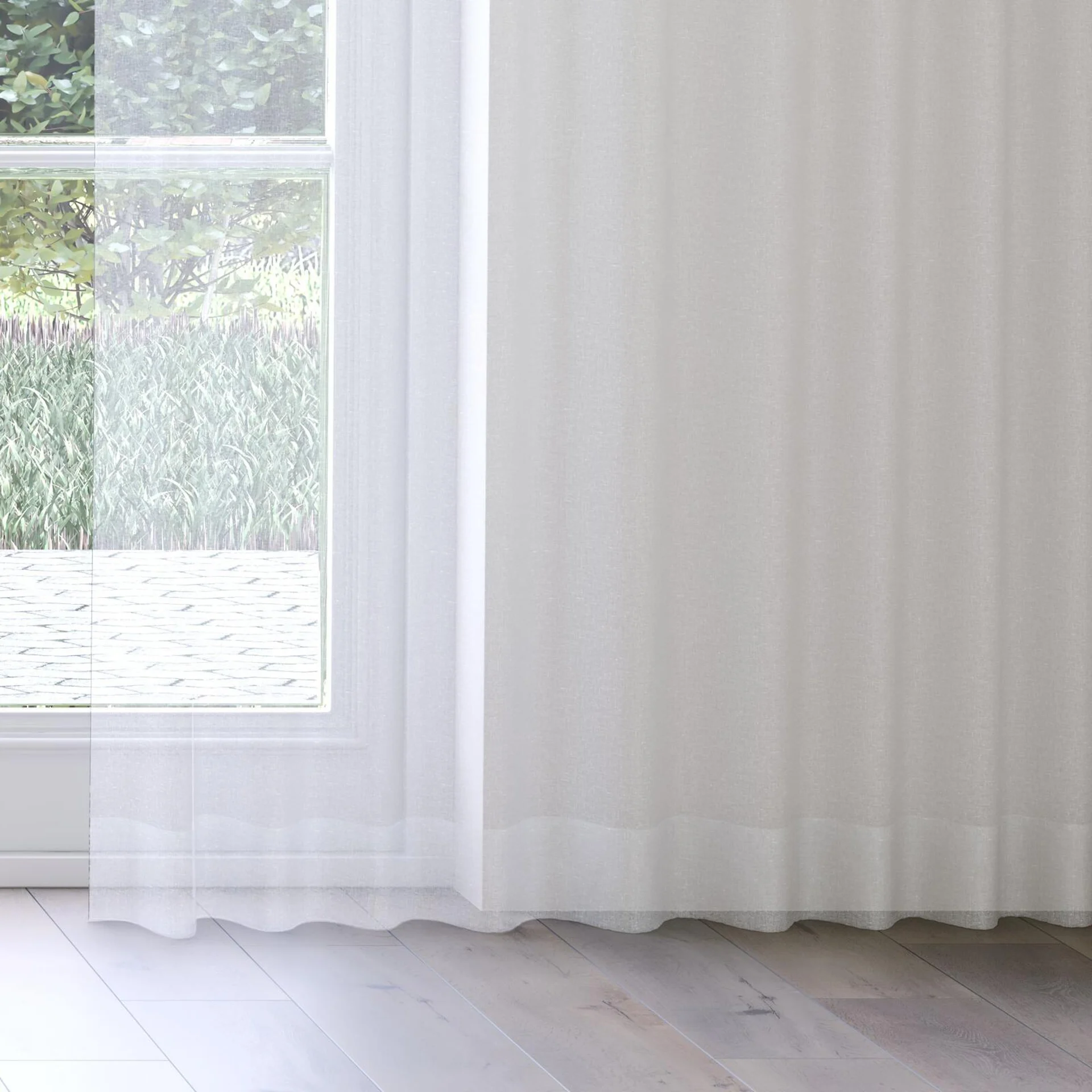 Bottom view of Rhyme Pure, on curtain rail