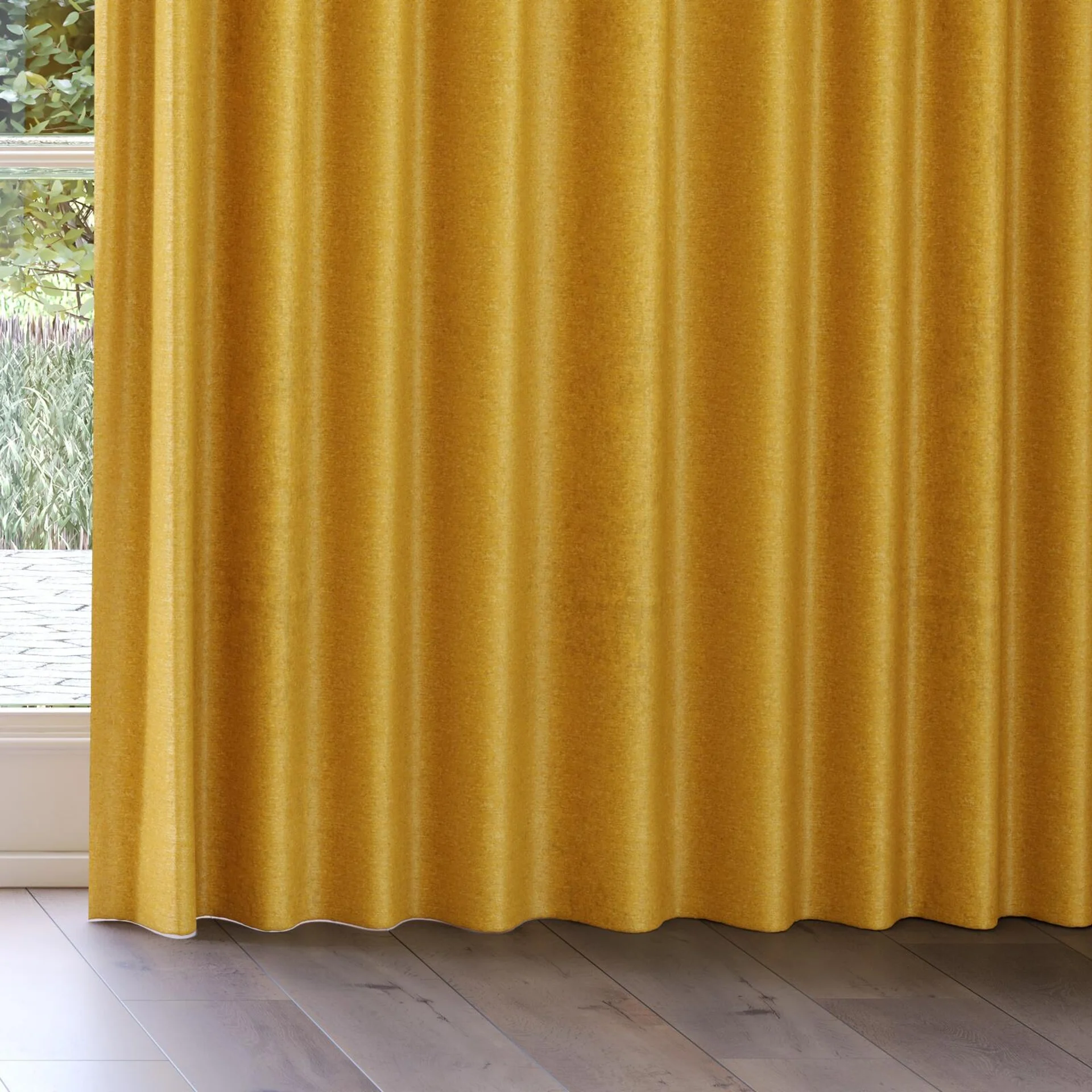 Bottom view of Lambada Mimosa, on curtain rail