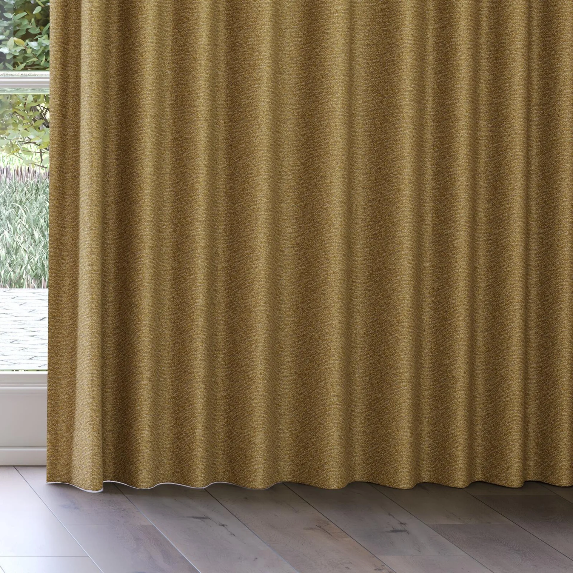 Bottom view of Bora Bora Gold, on curtain rail