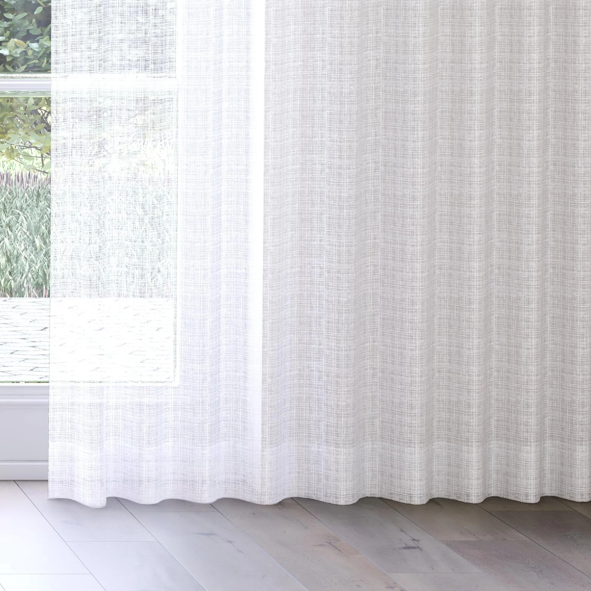 Bottom view of Scandinese Whitewash, on curtain rail