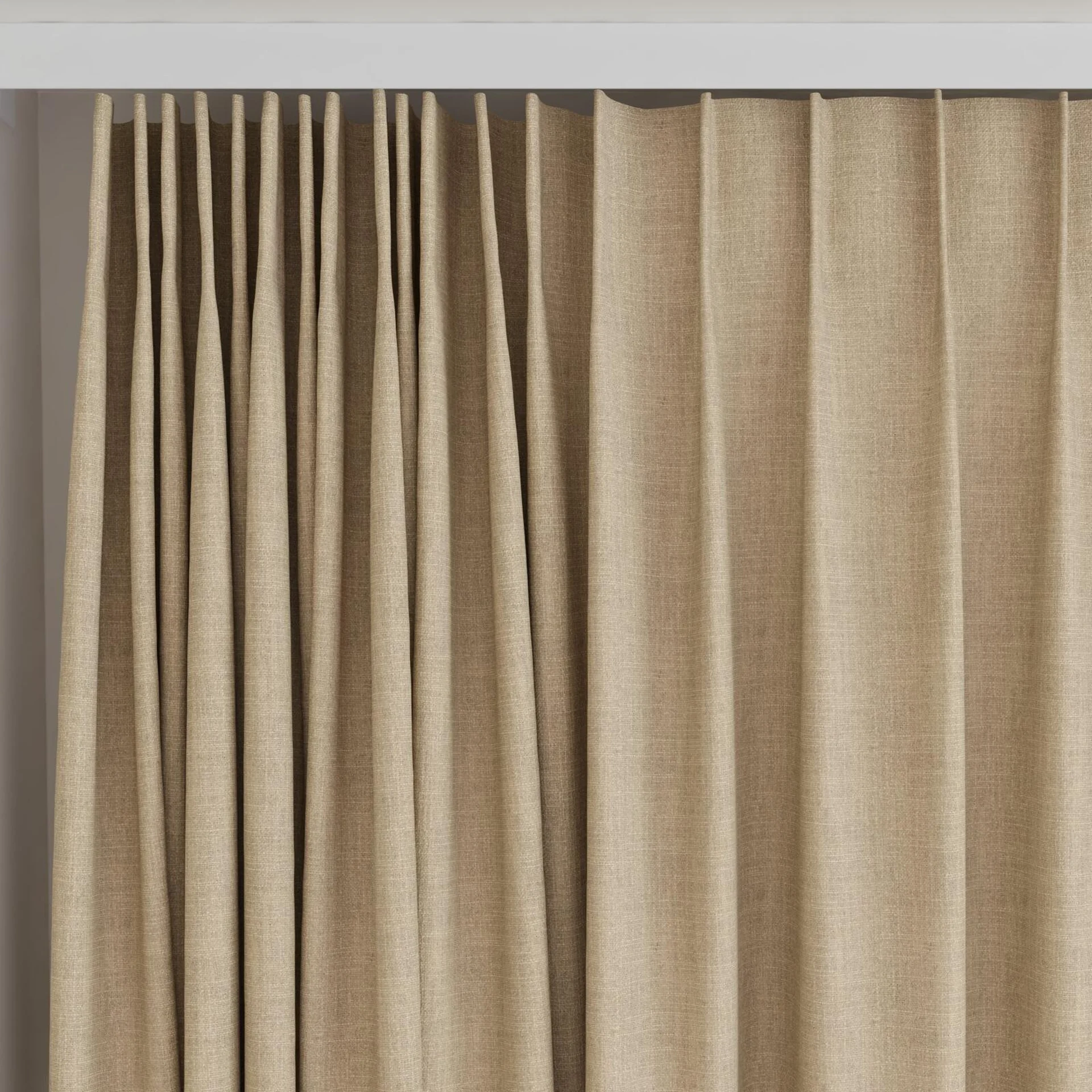Top view of Mauritius Jute, on curtain rail