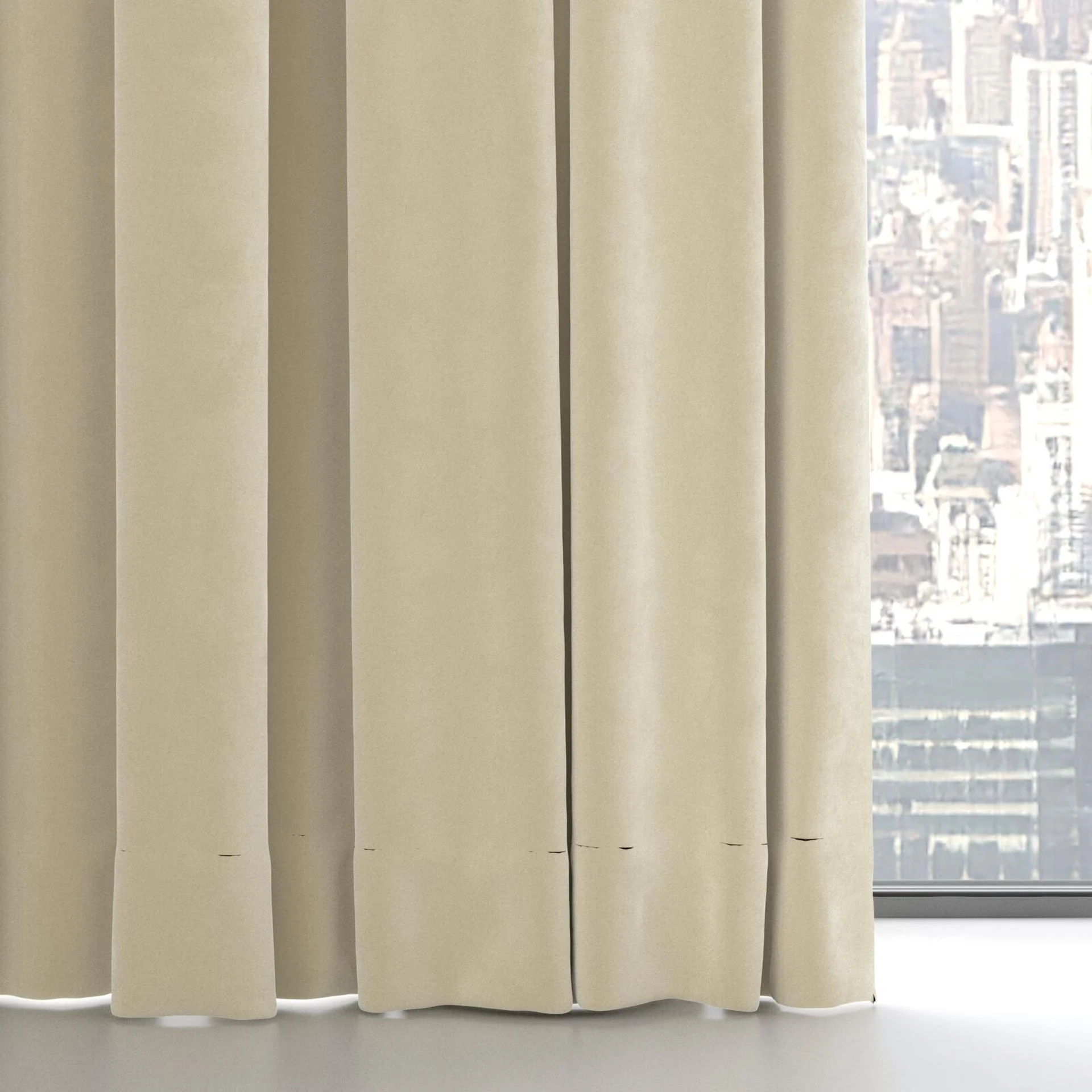 Bottom view of Lux Velvet Ivory 8312, on hidden rail