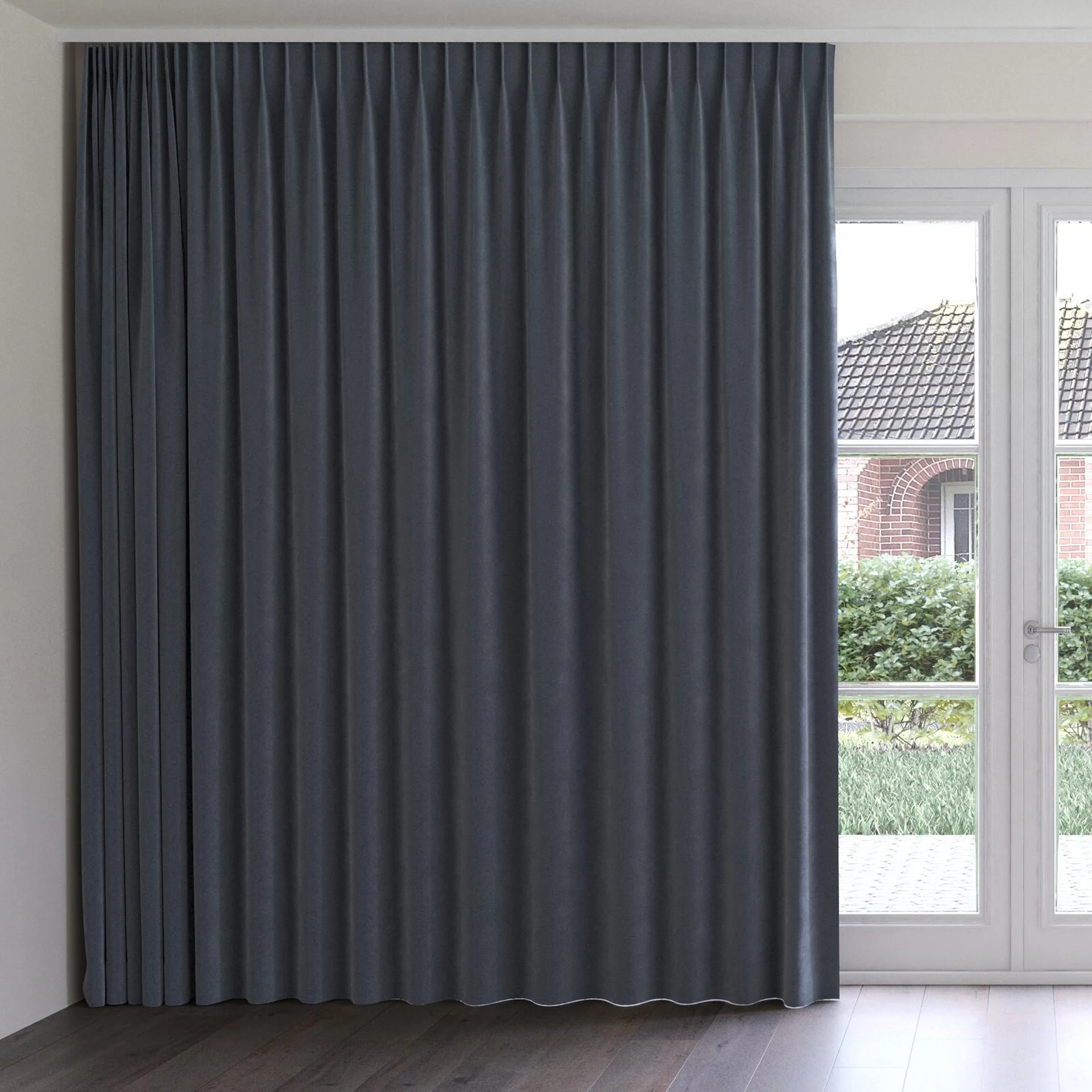 Front view of Verbier Elephant, on curtain rail