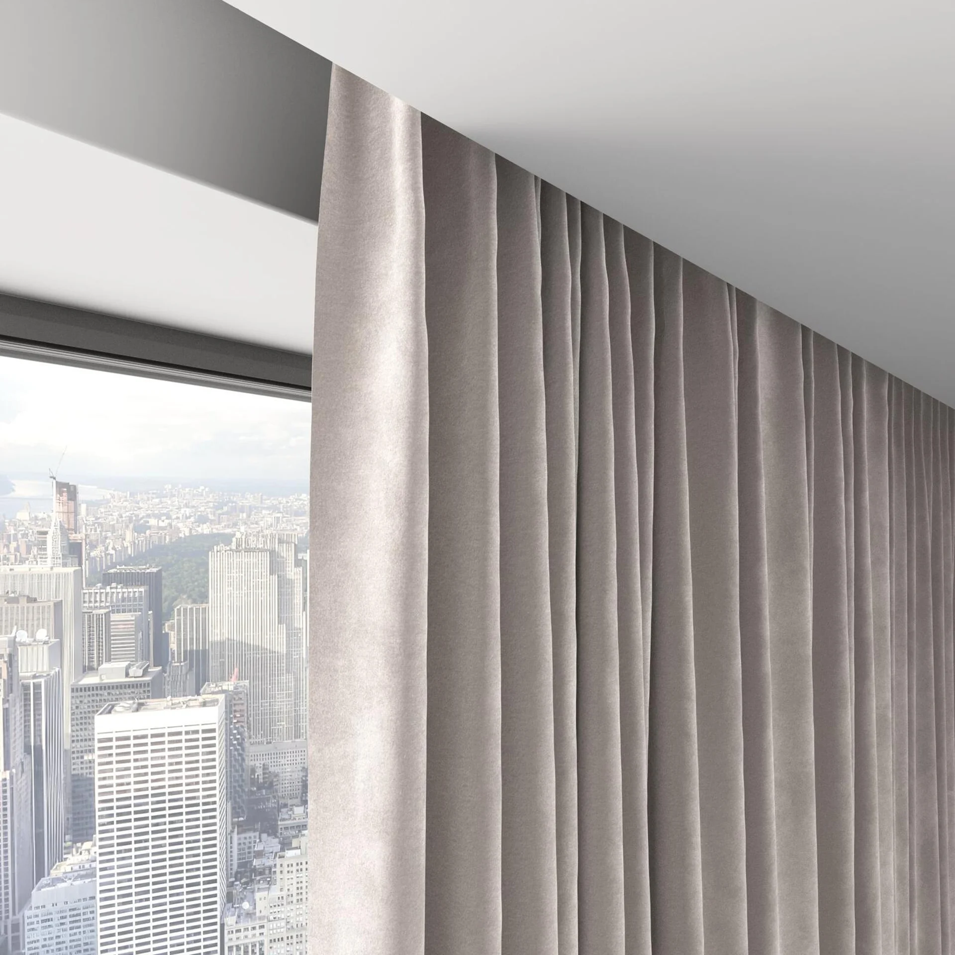 Top view of Lux Velvet Aluminium 8701, on hidden rail