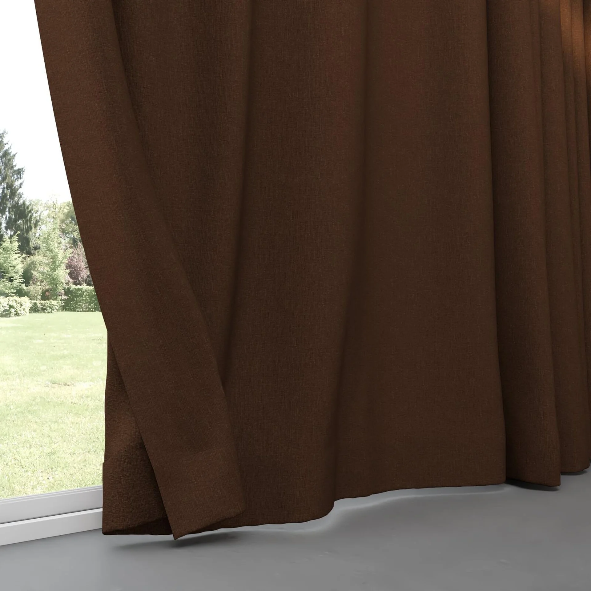 Bottom view of Coverlet Bark, pinch pleat