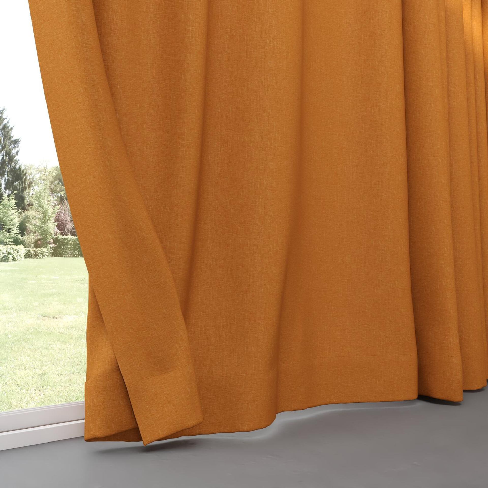 Bottom view of Coverlet Rust, pinch pleat