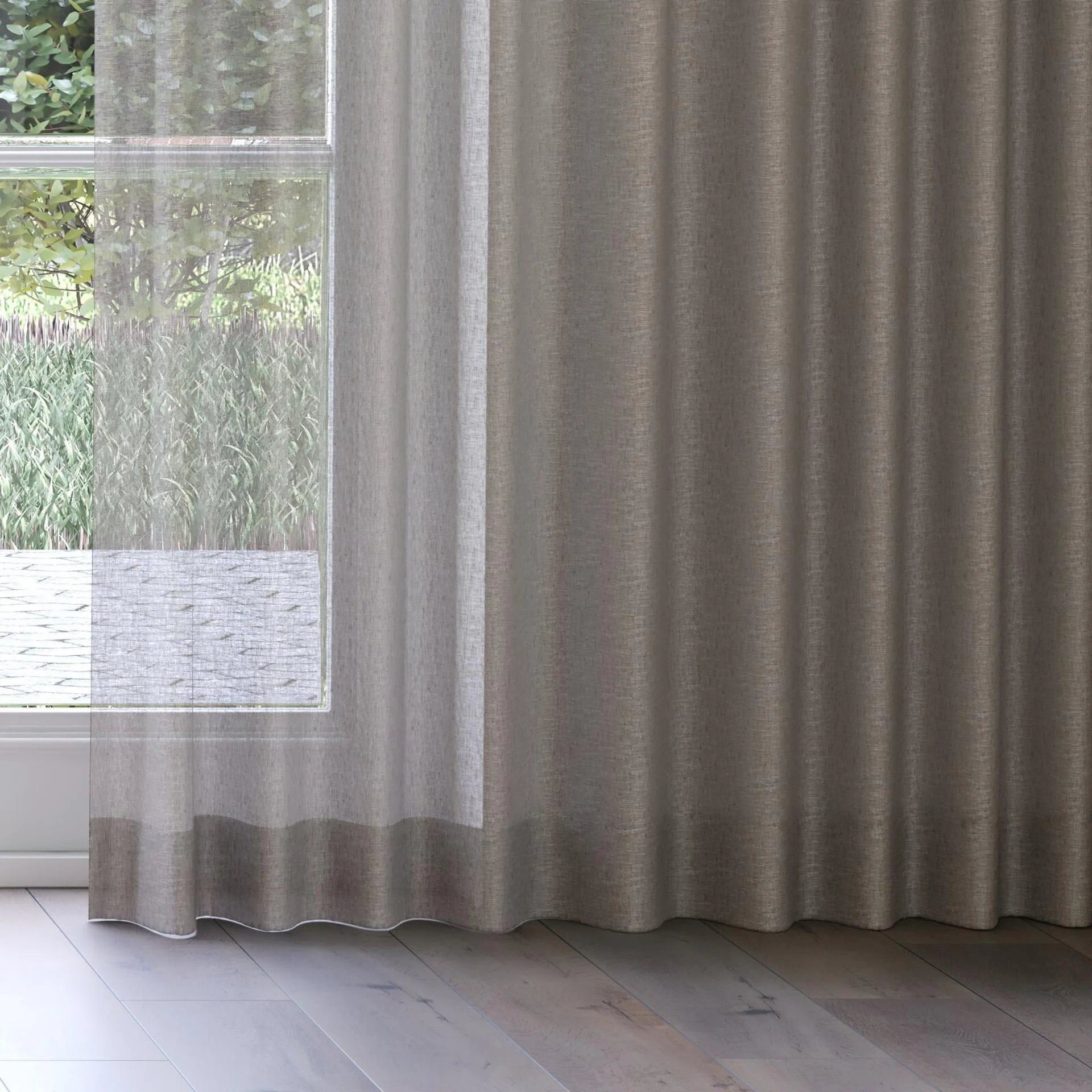Bottom view of Laconia Air Metal, on curtain rail
