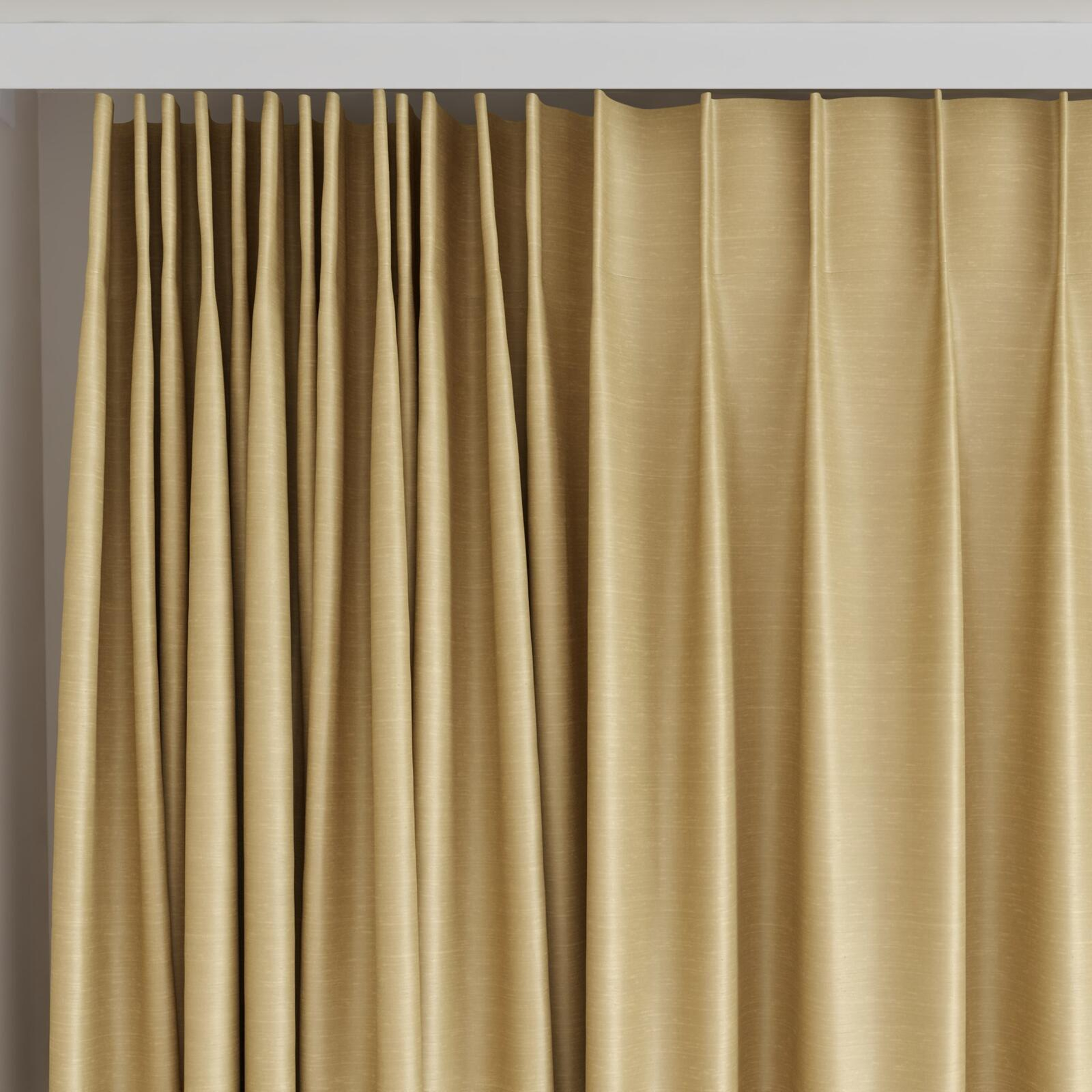 Top view of Silky Camel, on curtain rail