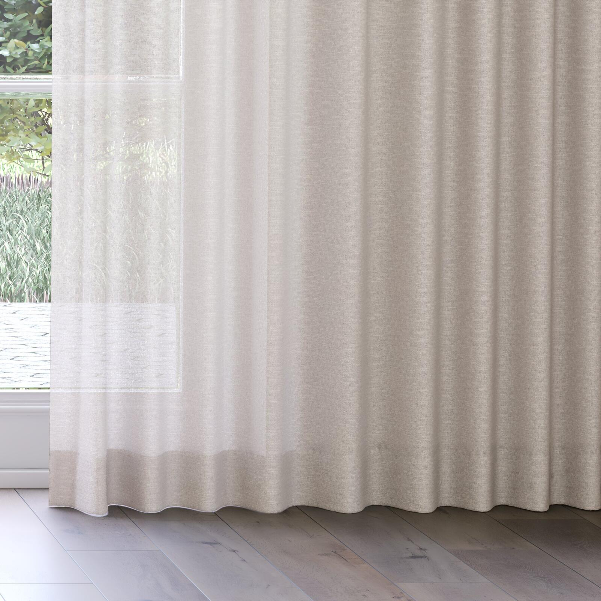 Bottom view of Revel Flax, on curtain rail