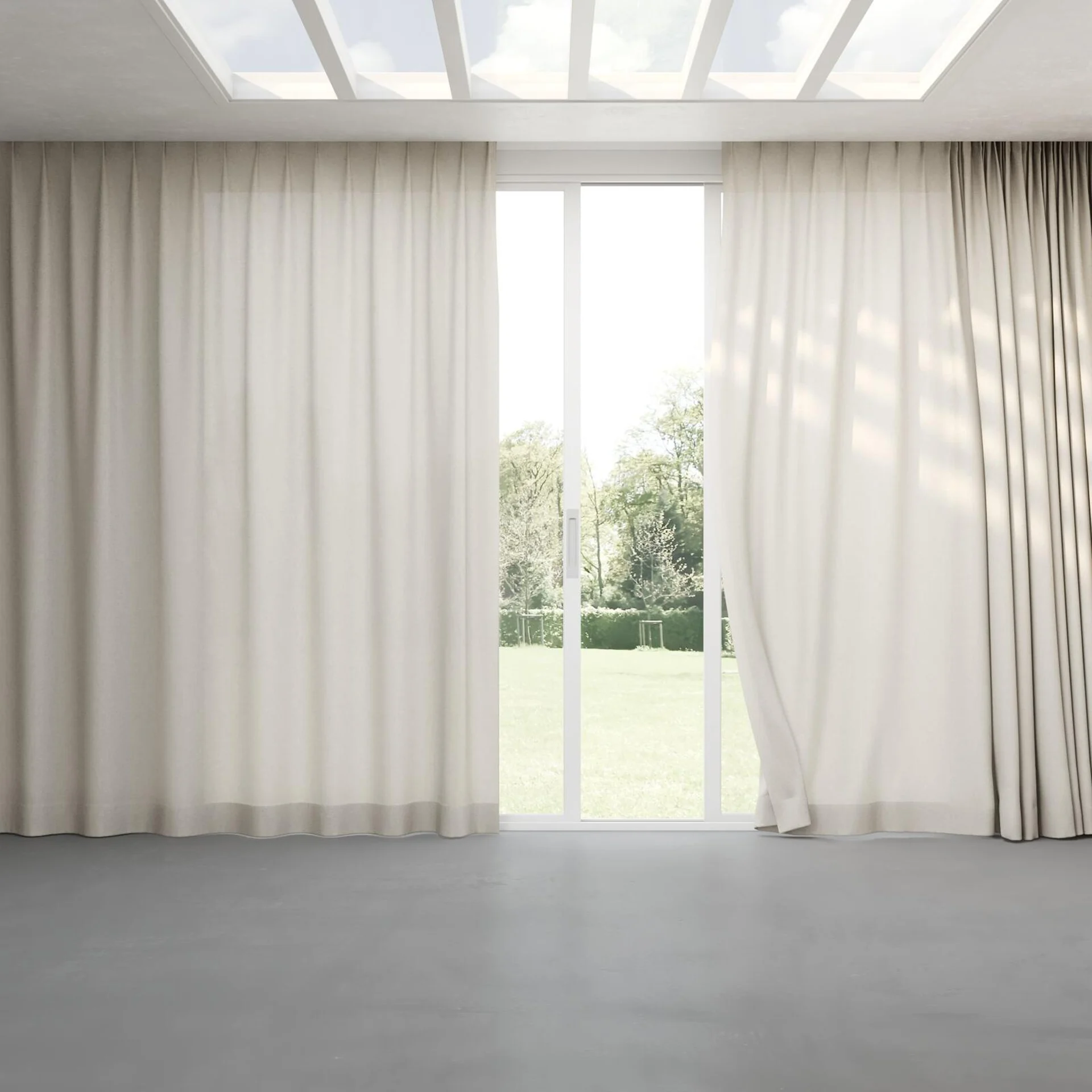 Full view of Envoy 2 Parchment 320cm, pinch pleat