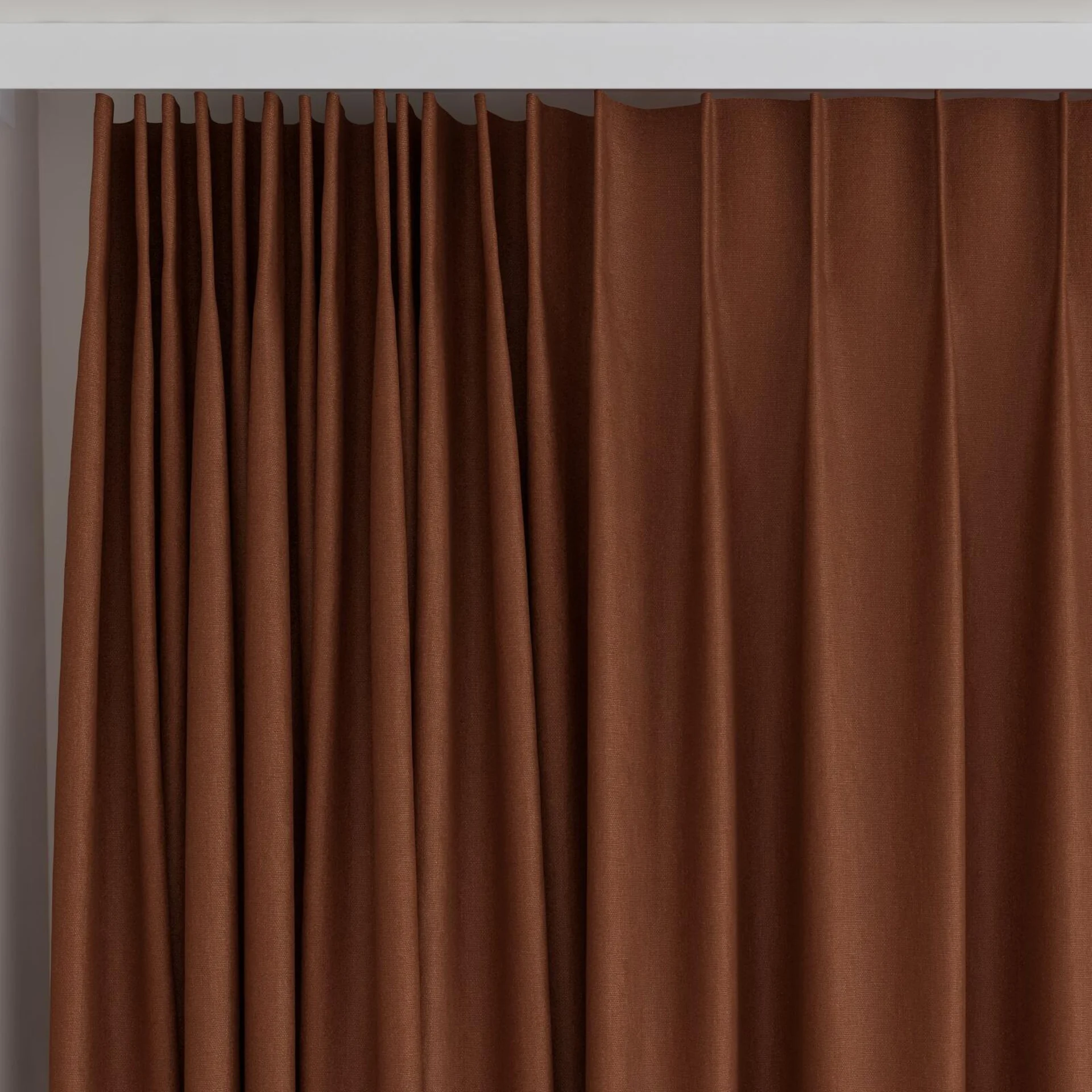 Top view of Eternal Paprika, on curtain rail