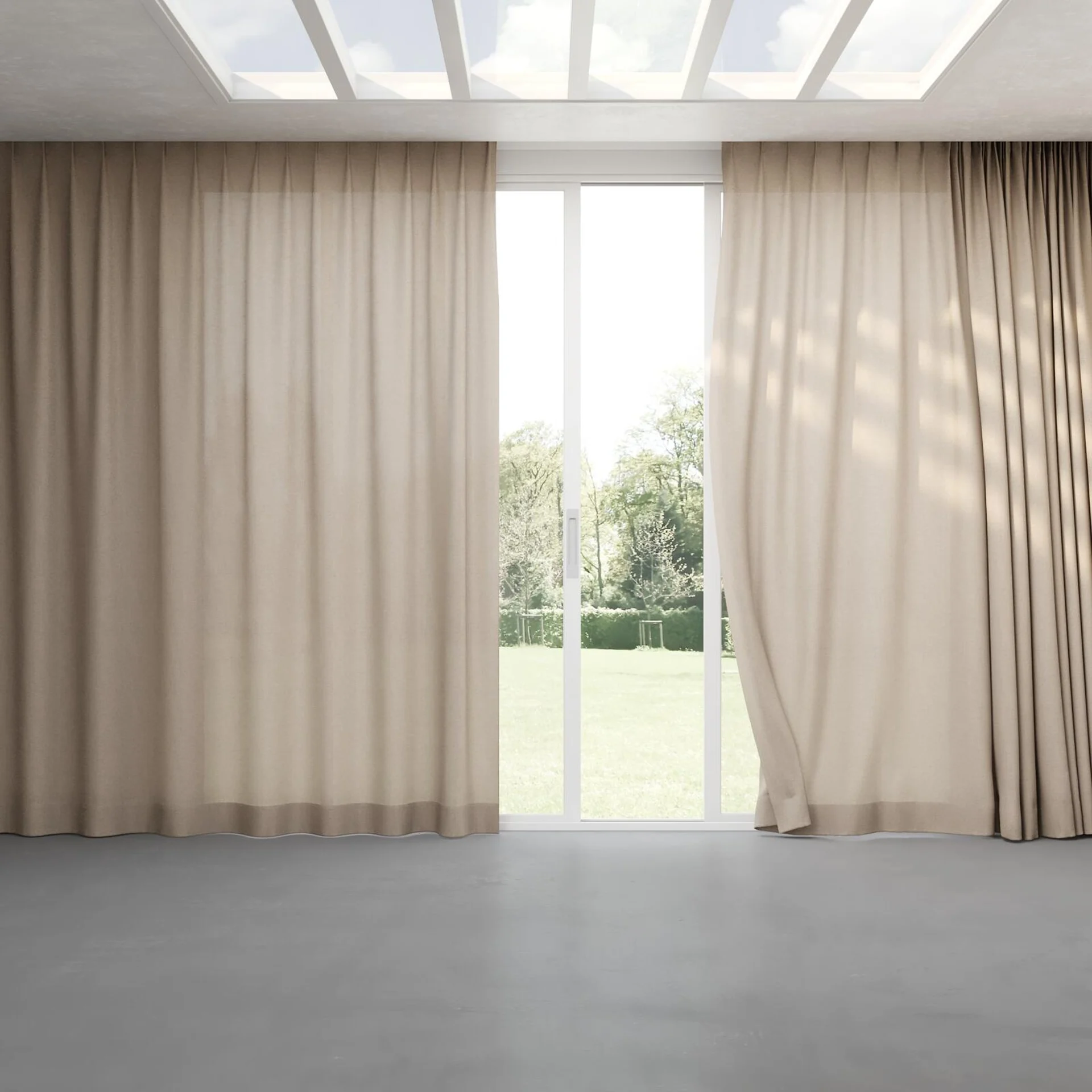 Full view of Envoy 2 Doeskin 320cm, pinch pleat
