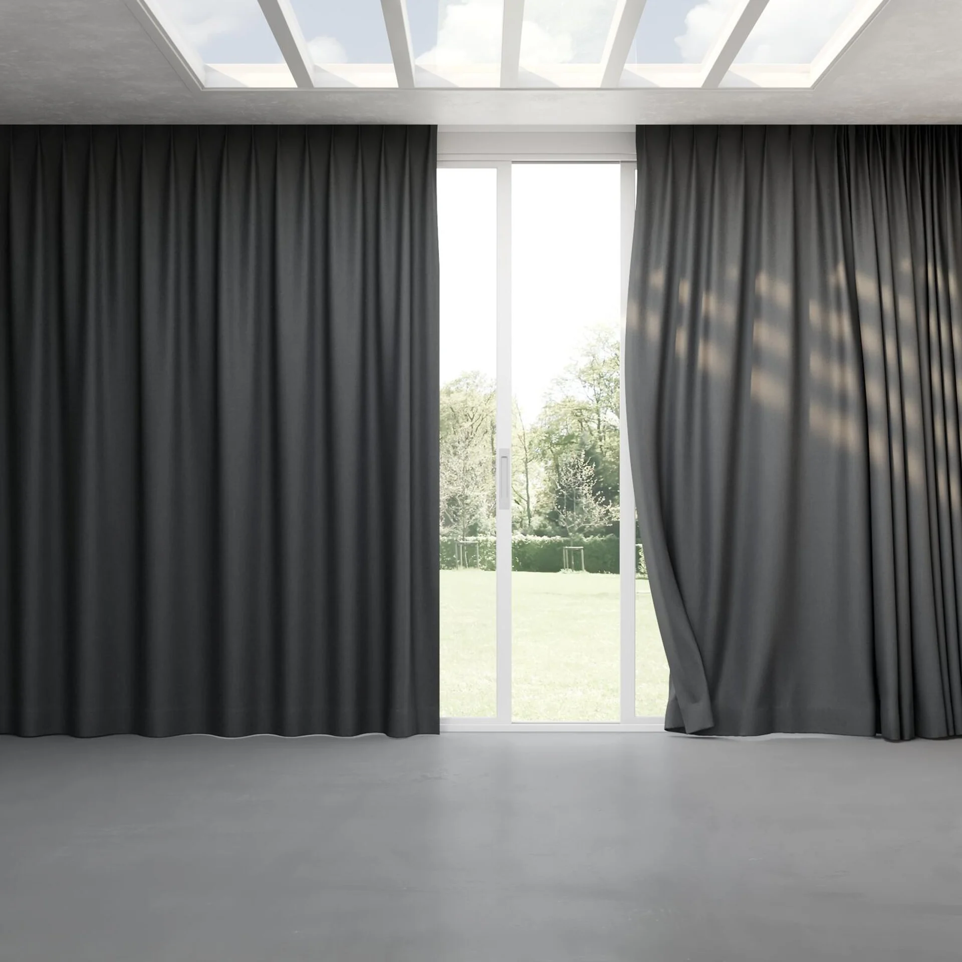 Full view of Stonewall Blackout Raven, pinch pleat
