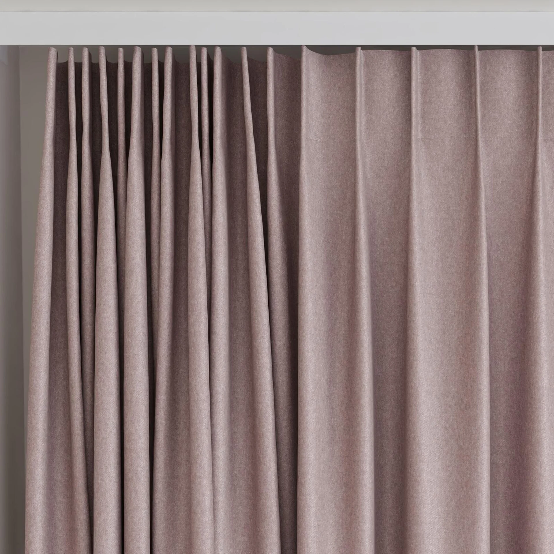 Top view of Woolly/Woolen Cristal, on curtain rail