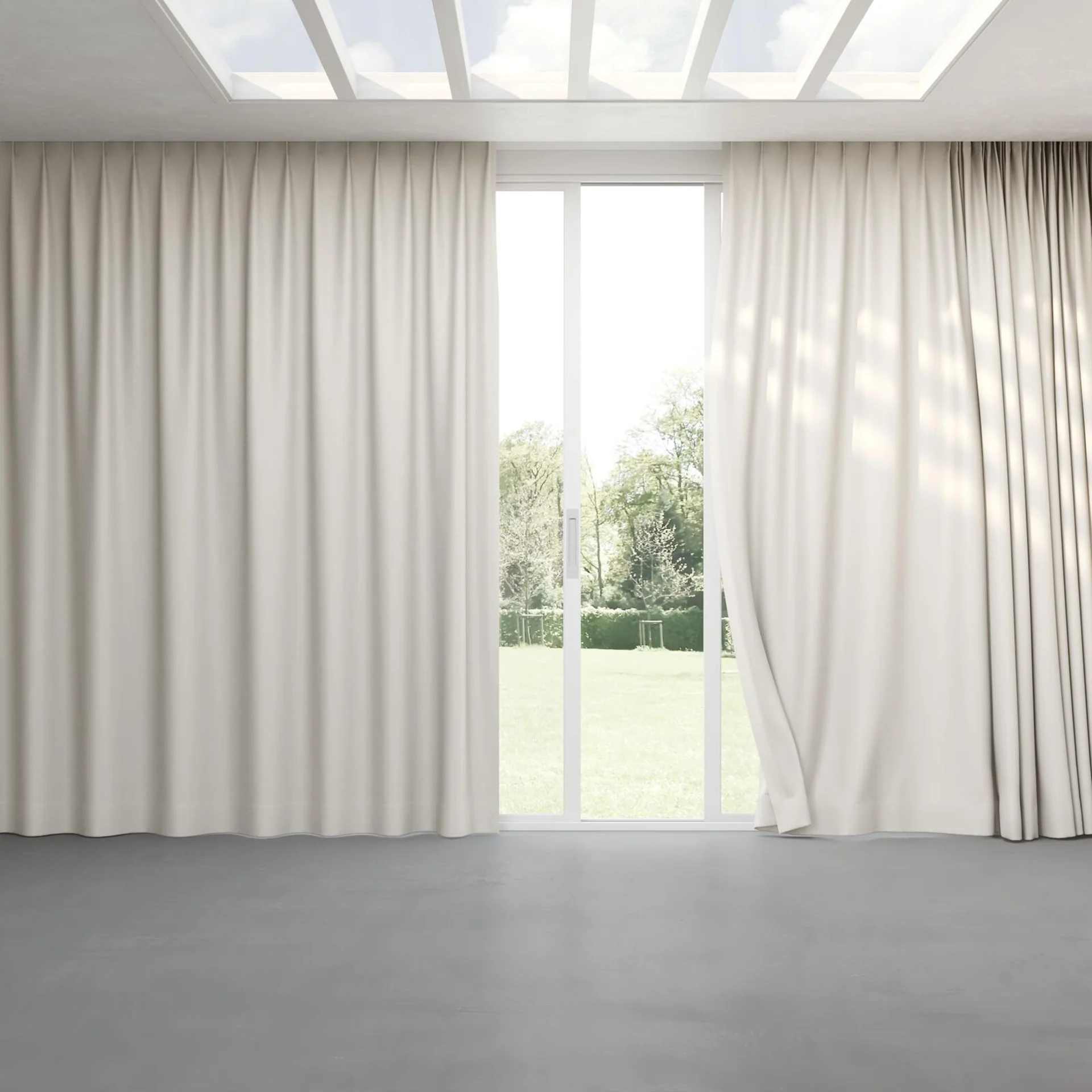 Full view of Eclipse Blackout Oyster, pinch pleat
