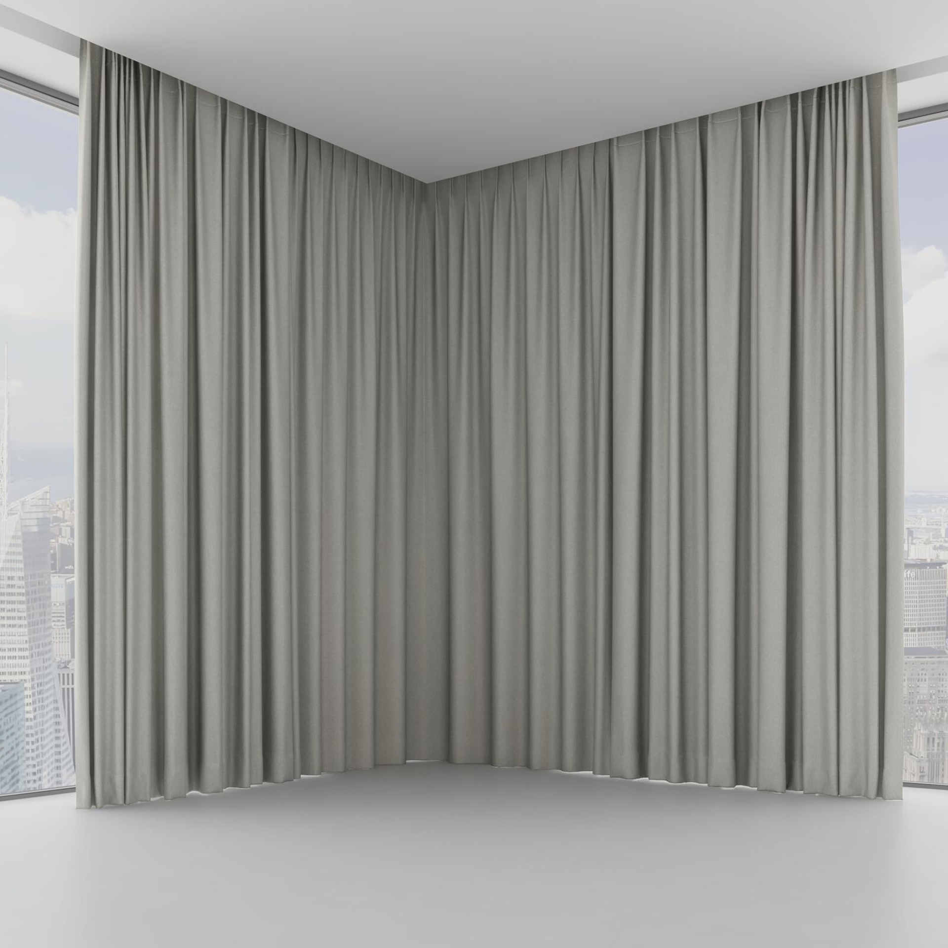 Front view of Woolly/Woolen Silver, on hidden rail