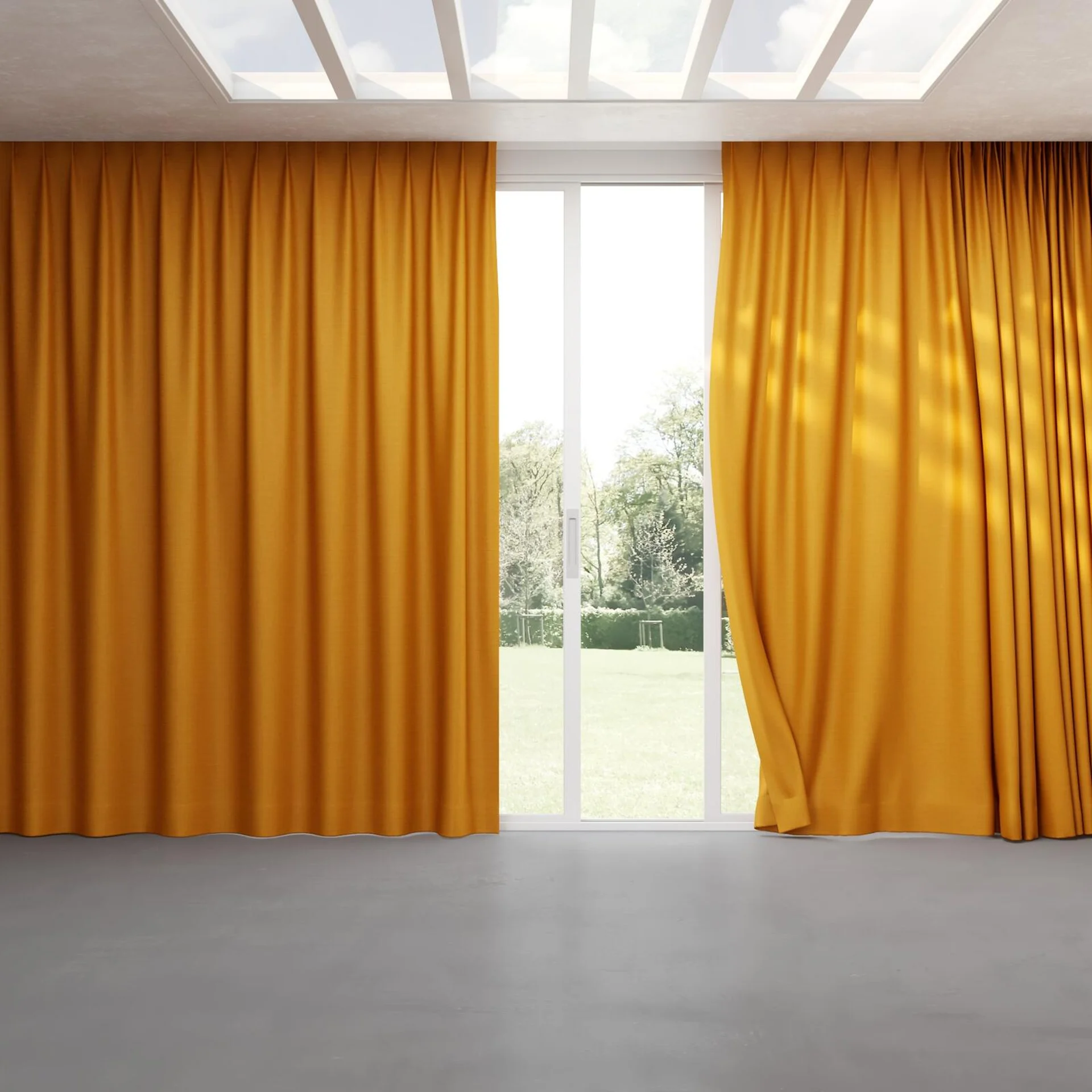 Full view of Linex Rust, pinch pleat