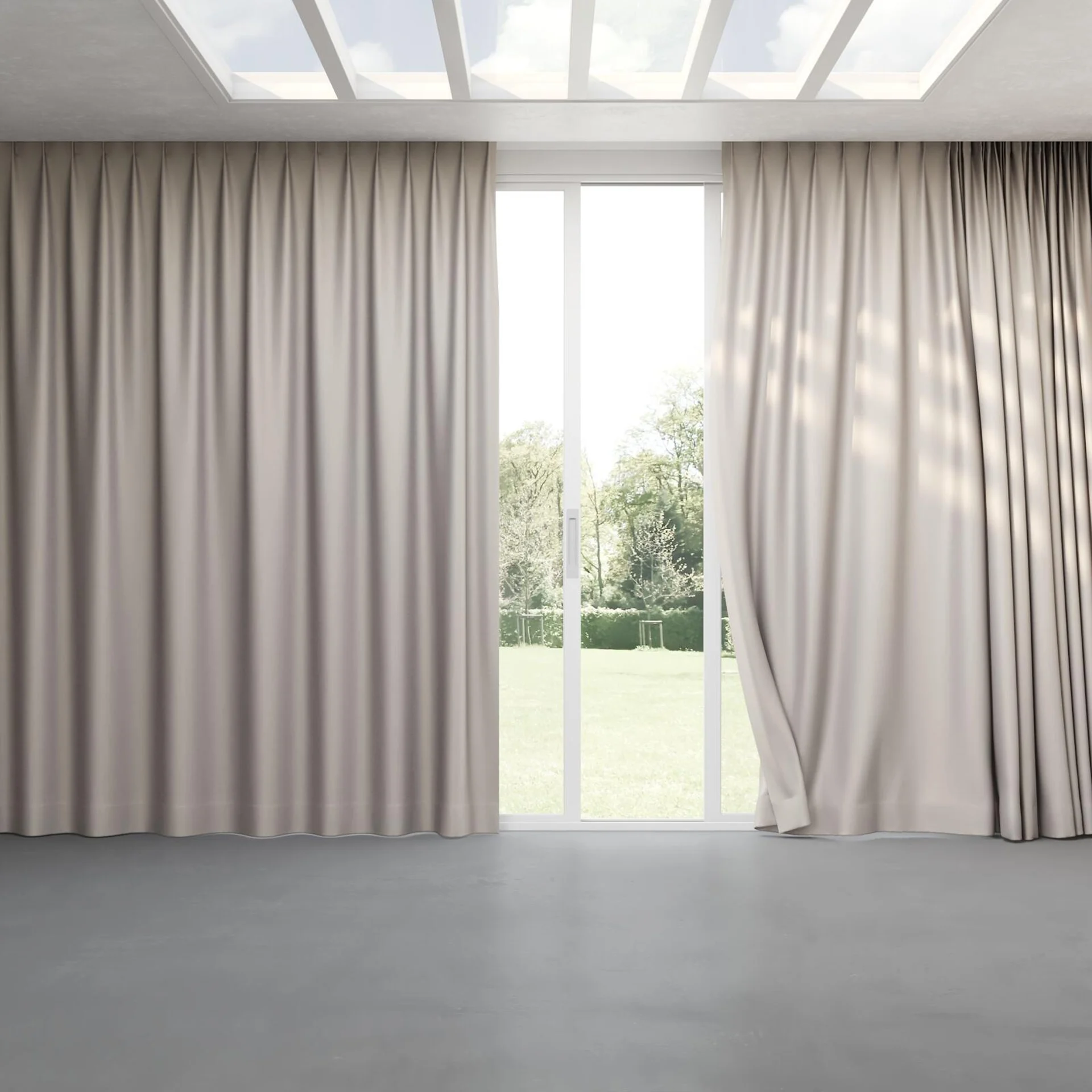 Full view of Stallion 2 UC Linen, pinch pleat